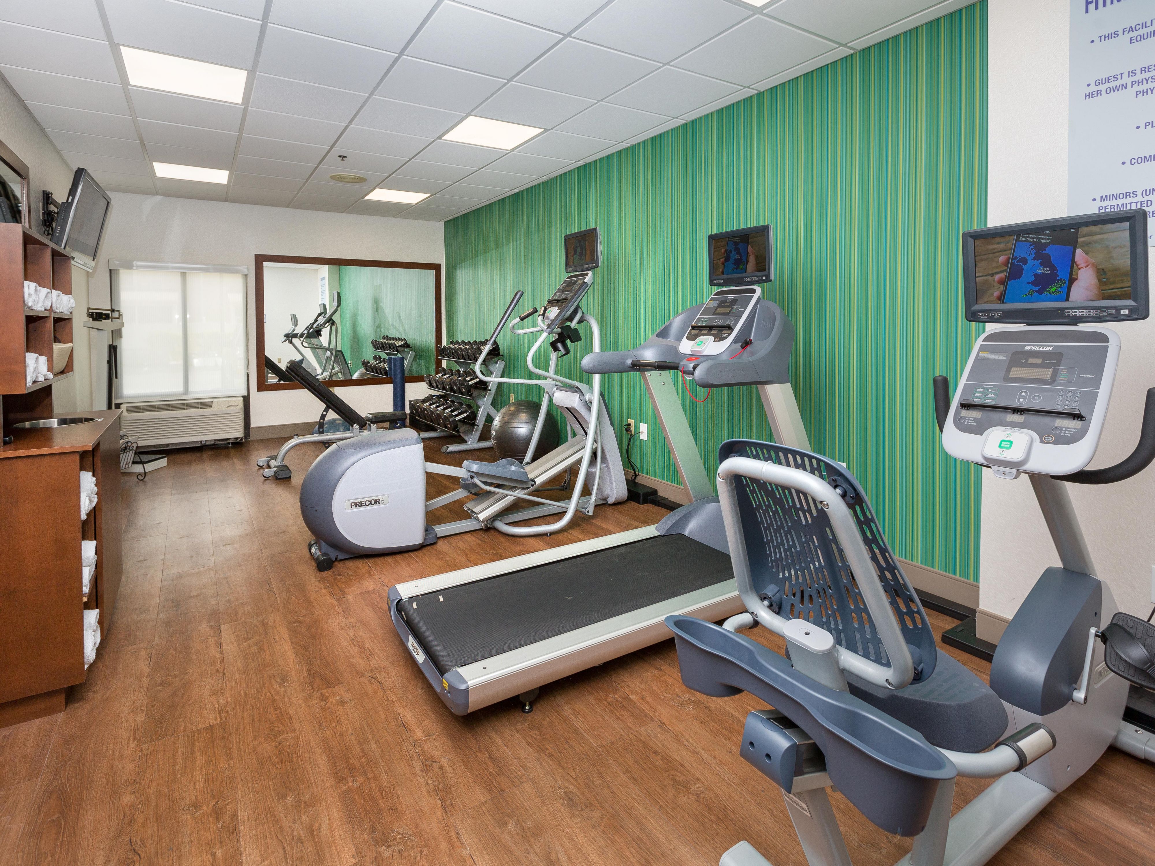 Get your sweat on in our complimentary, fully equipped fitness center open from 7:00AM to 10:00PM daily.