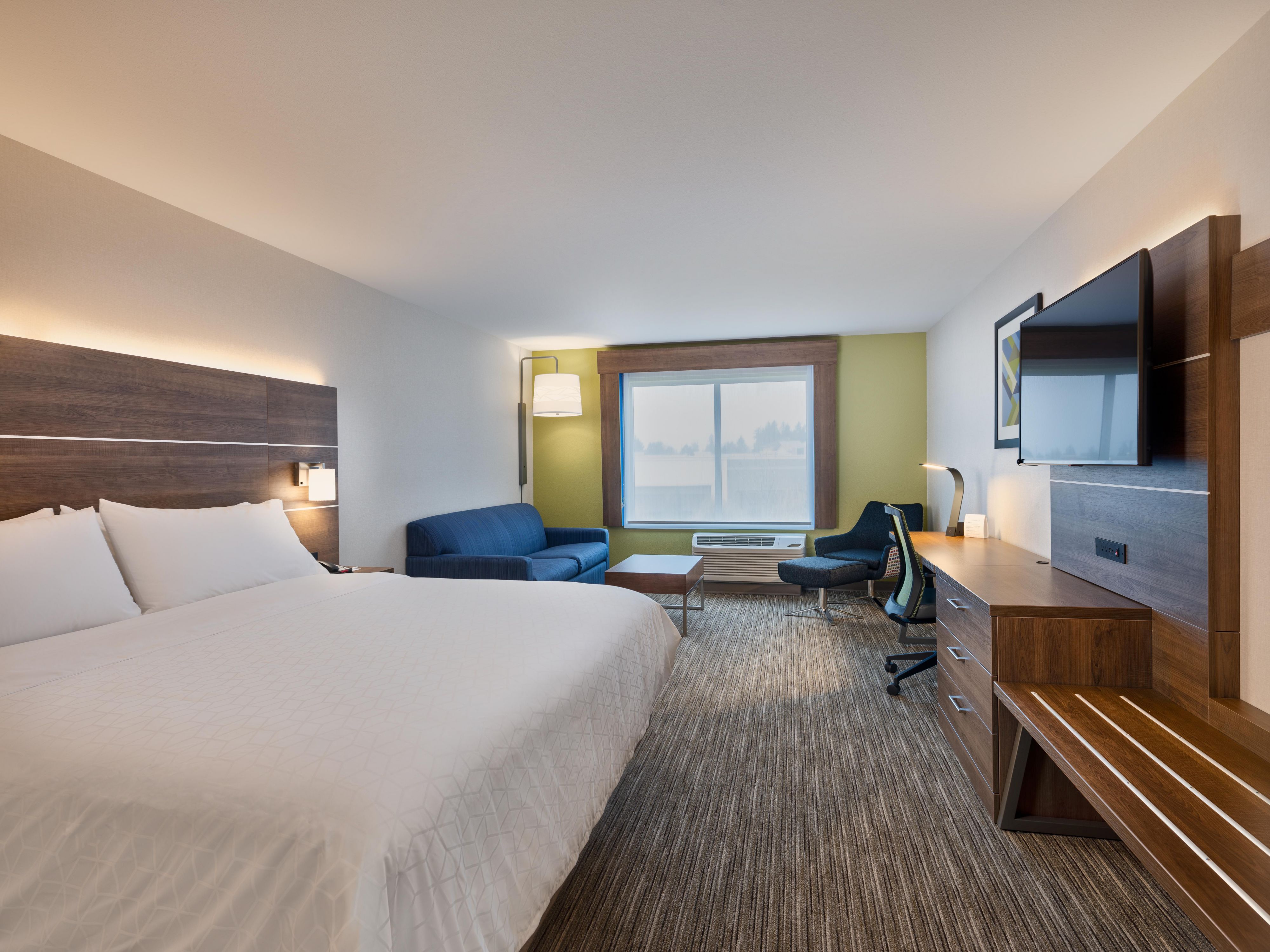 We offer several king suites that include a living area with a pullout sofa bed. Great for families or individual travelers just looking for a little more room!