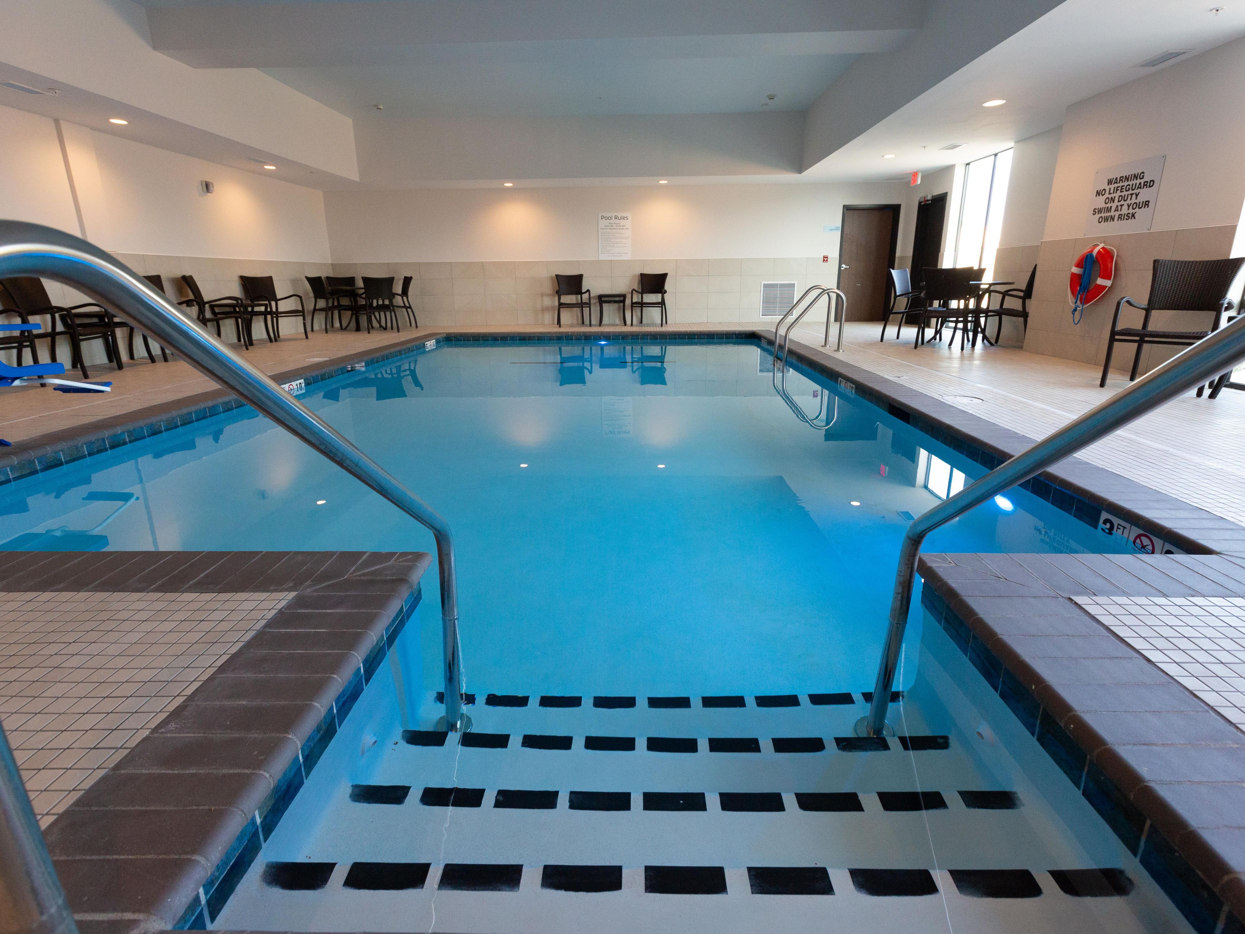 Our pool can accommodate up to 75 people and has handicap accessibility. Call for more details.
