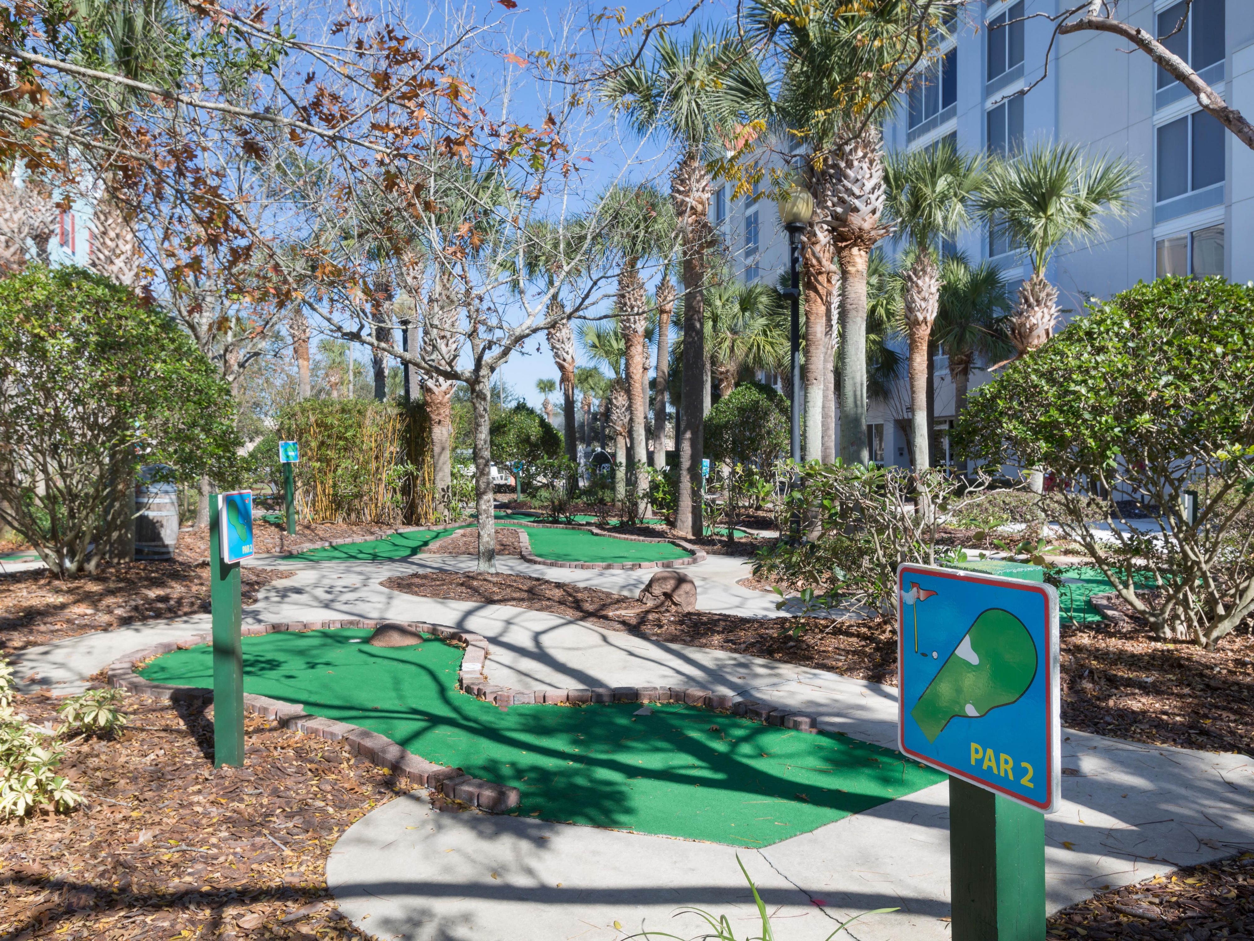 Experience endless fun and excitement at our thrilling Castaway Cove Adventure Park and Mini Golf.  From exhilarating rides to interactive experiences, there's something for everyone at this tropical-themed park. For a leisurely round of fun, challenge your friends and family to a game of mini golf on our course.