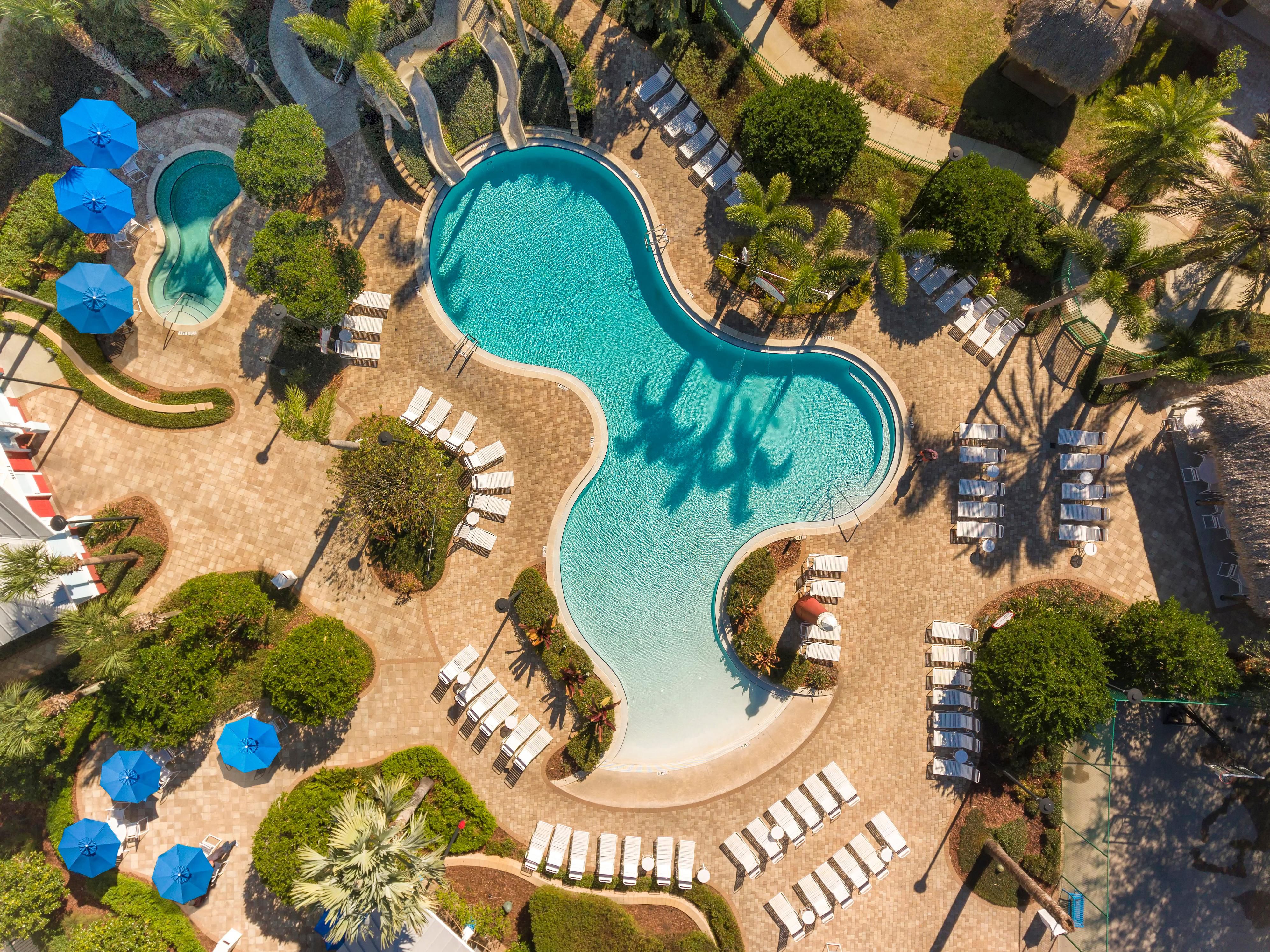 Have fun in the sun at our sparkling pools with waterslides.