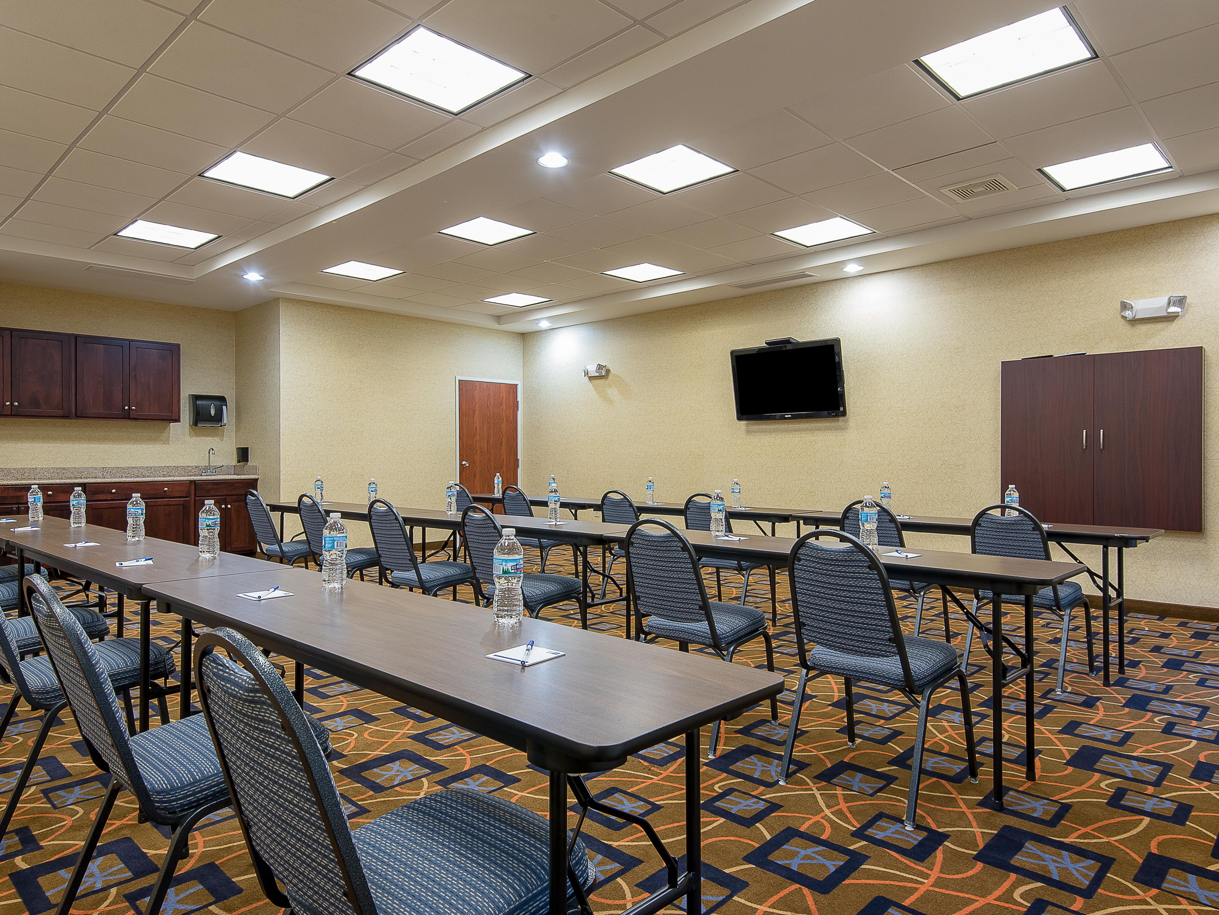Book our meeting room for your next event.  We are able to accommodate up to 40 people with a variety of seating styles.  Please call us today to check our rates and availability. 