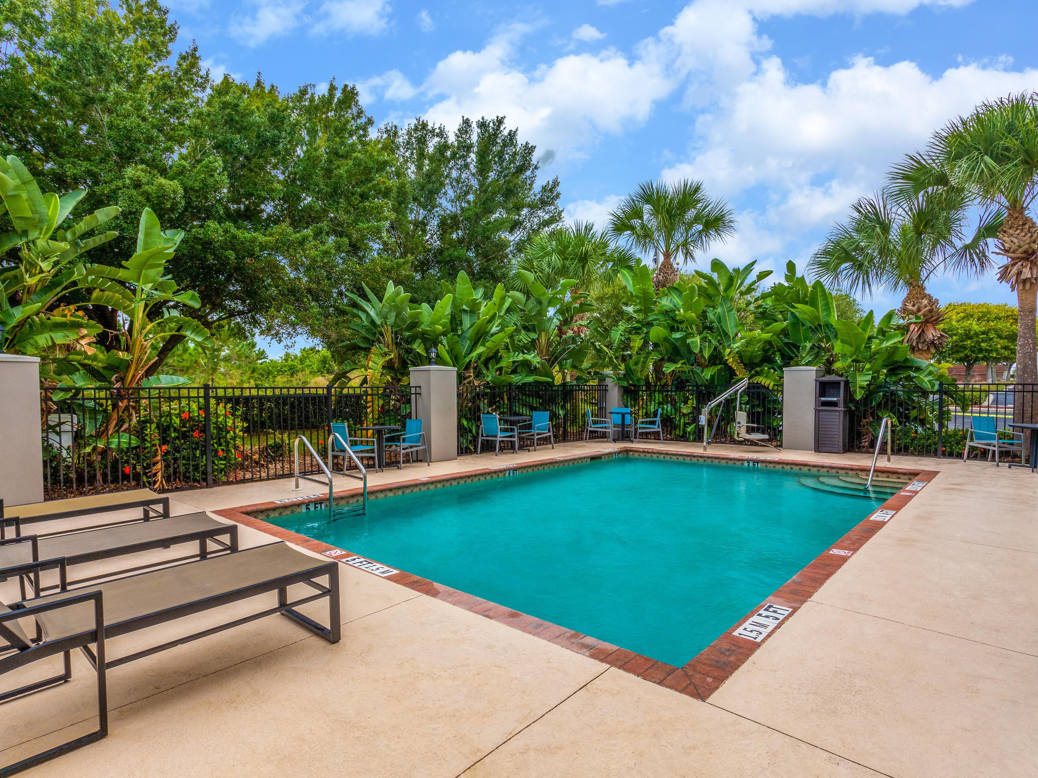 Take a refreshing dip in our outdoor pool or relax poolside.