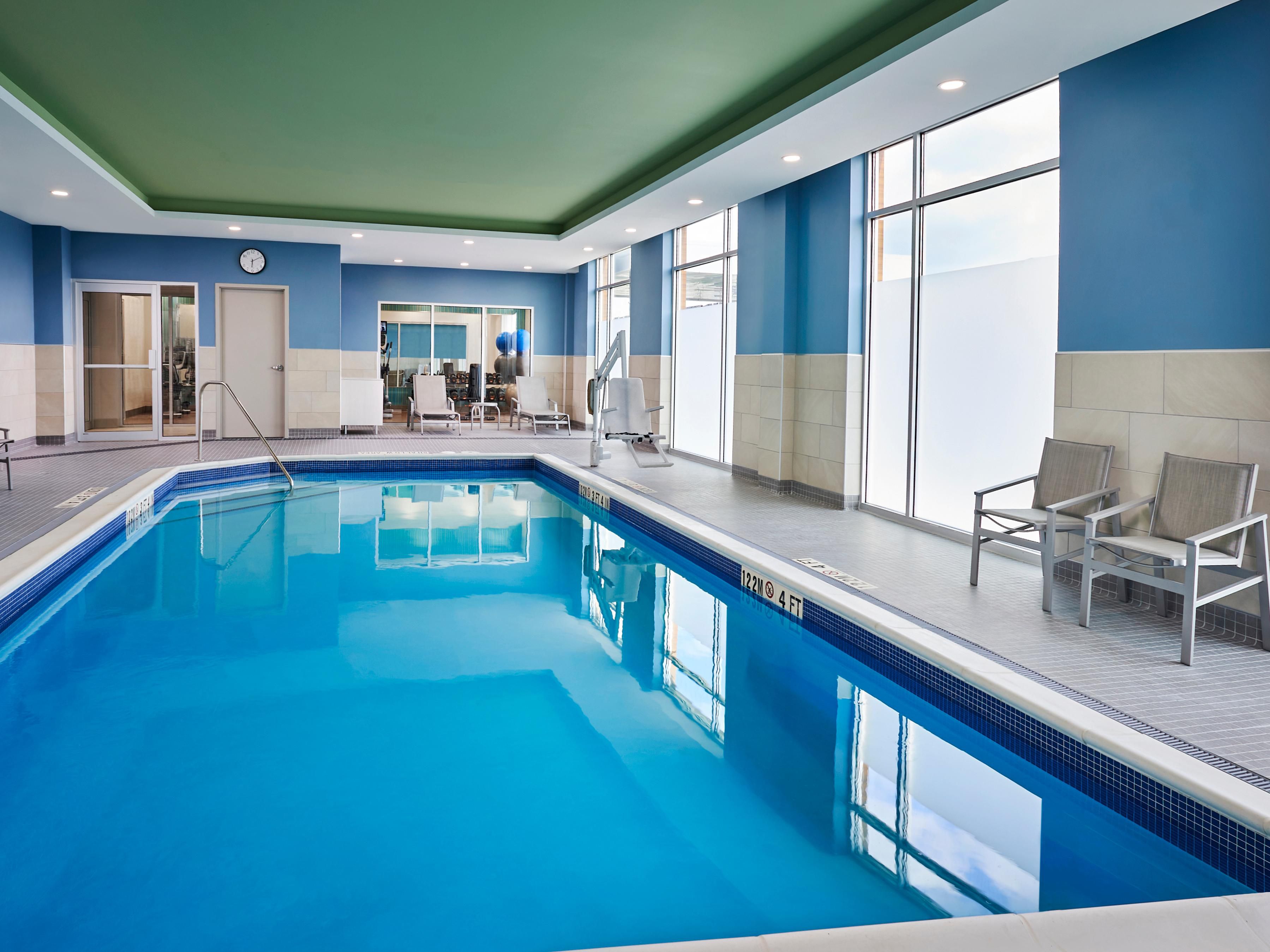 Take a dip no matter the weather in our inviting indoor heated pool, open daily from 8:00 AM to 10:00 PM. Whether you're looking to unwind after a long day or start your morning with a swim, our pool offers the perfect spot for relaxation and fun throughout your stay.