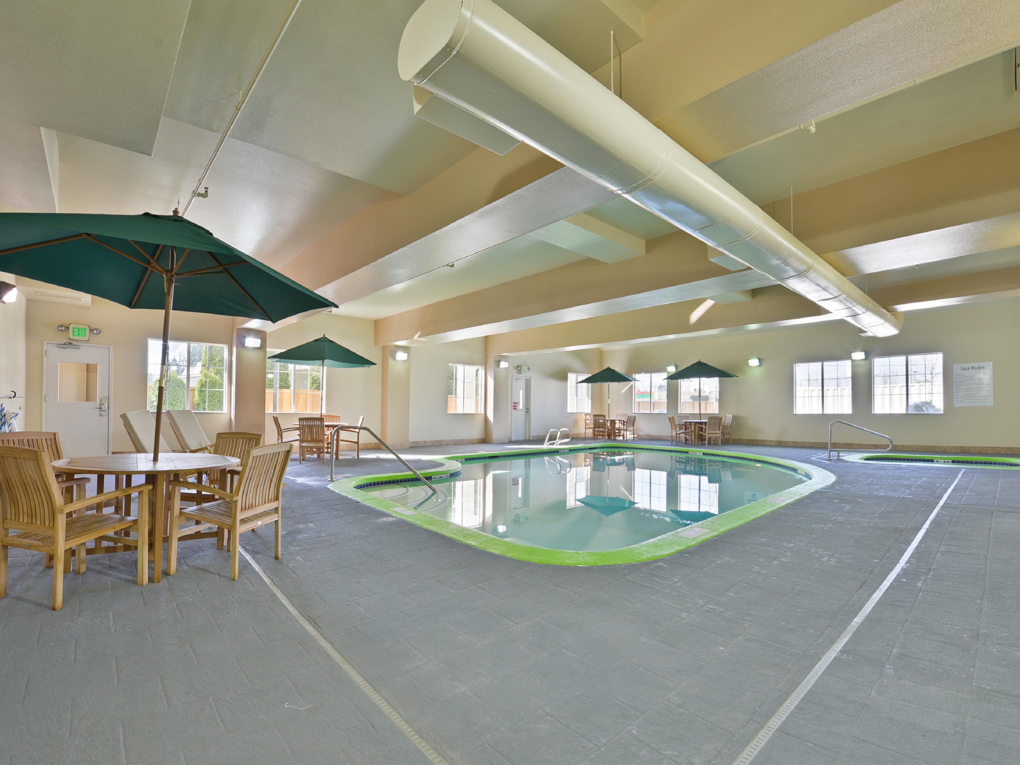 Unwind and relax in our soothing indoor whirlpool, the perfect retreat after a busy day of work or play. Open daily from 7:00 AM to 10:00 PM, our whirlpool provides a serene space to melt away stress, recharge, and enjoy a moment of tranquility.