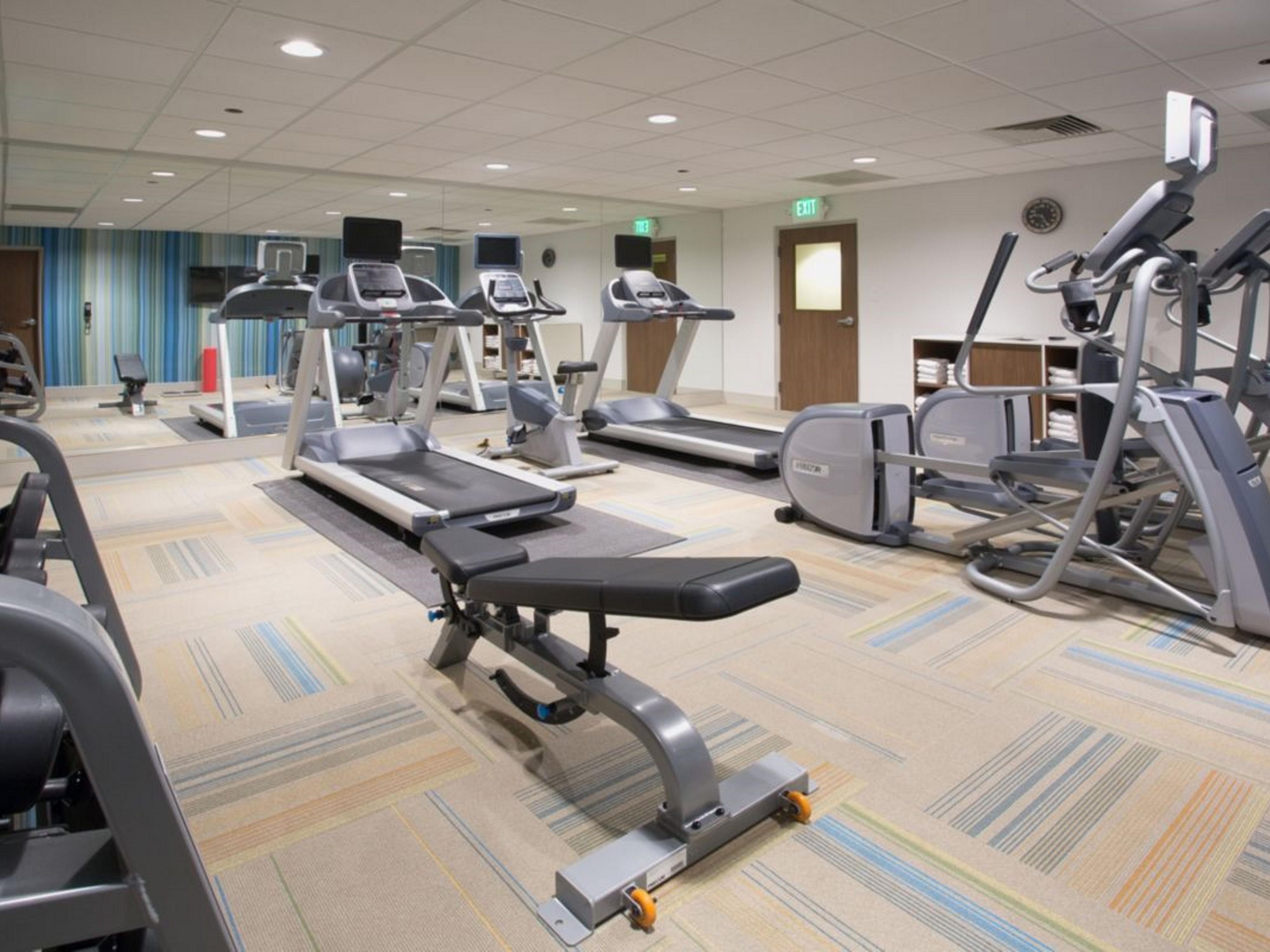 Turbocharge your energy in our modern fitness center with state-of-the-art strength training equipment, yoga balls and cardio machines.