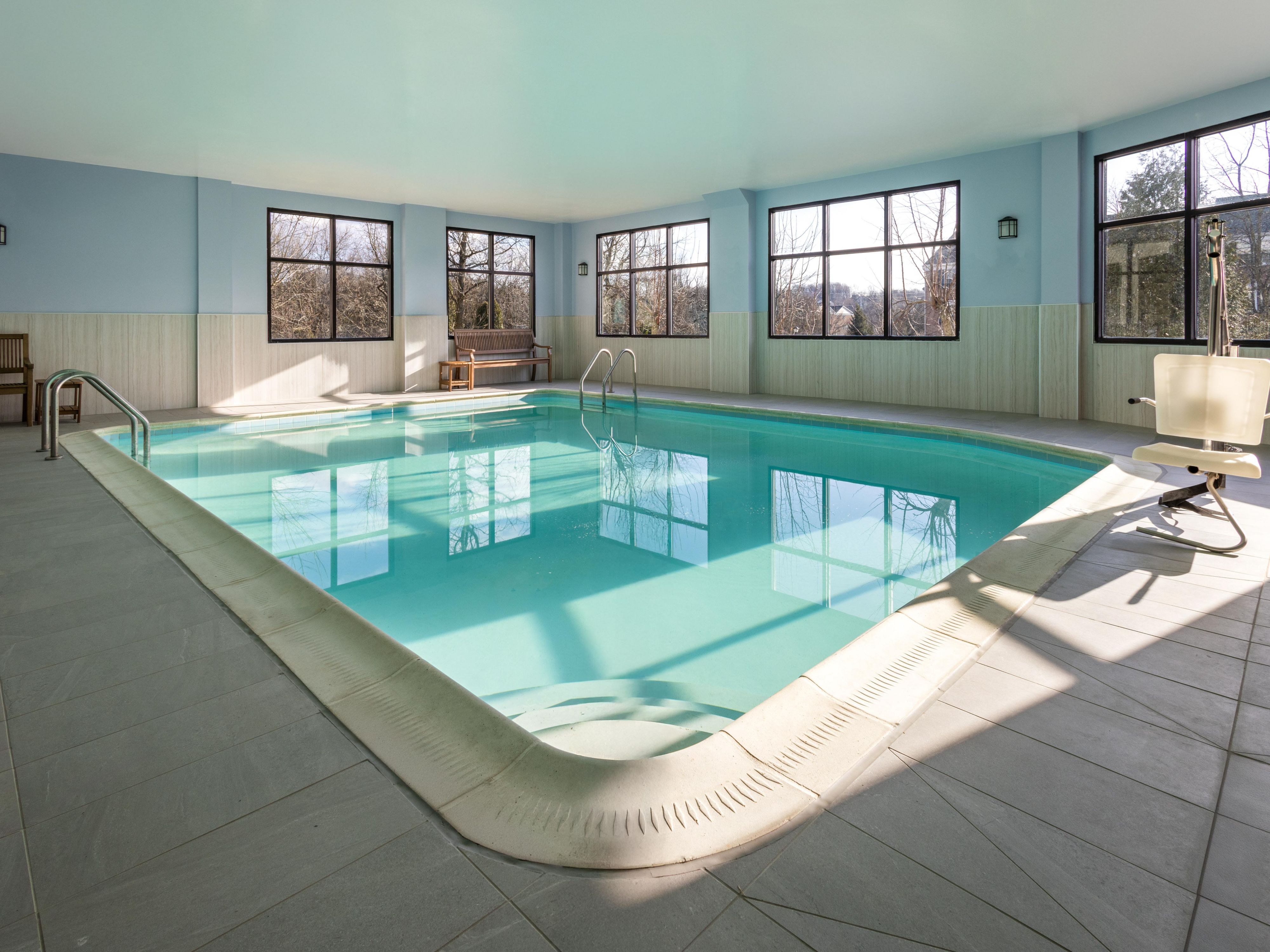 Take a dip! Our indoor swimming pool is open for your enjoyment.