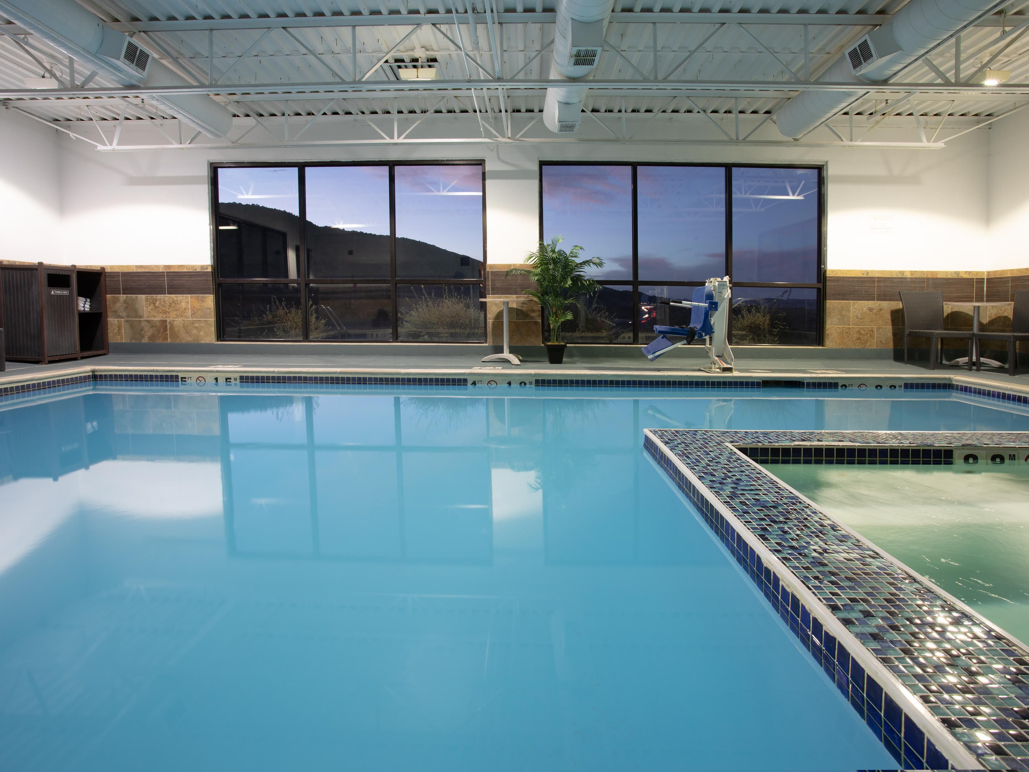 Take a dip in our heated pool or relax in the jacuzzi hot tub