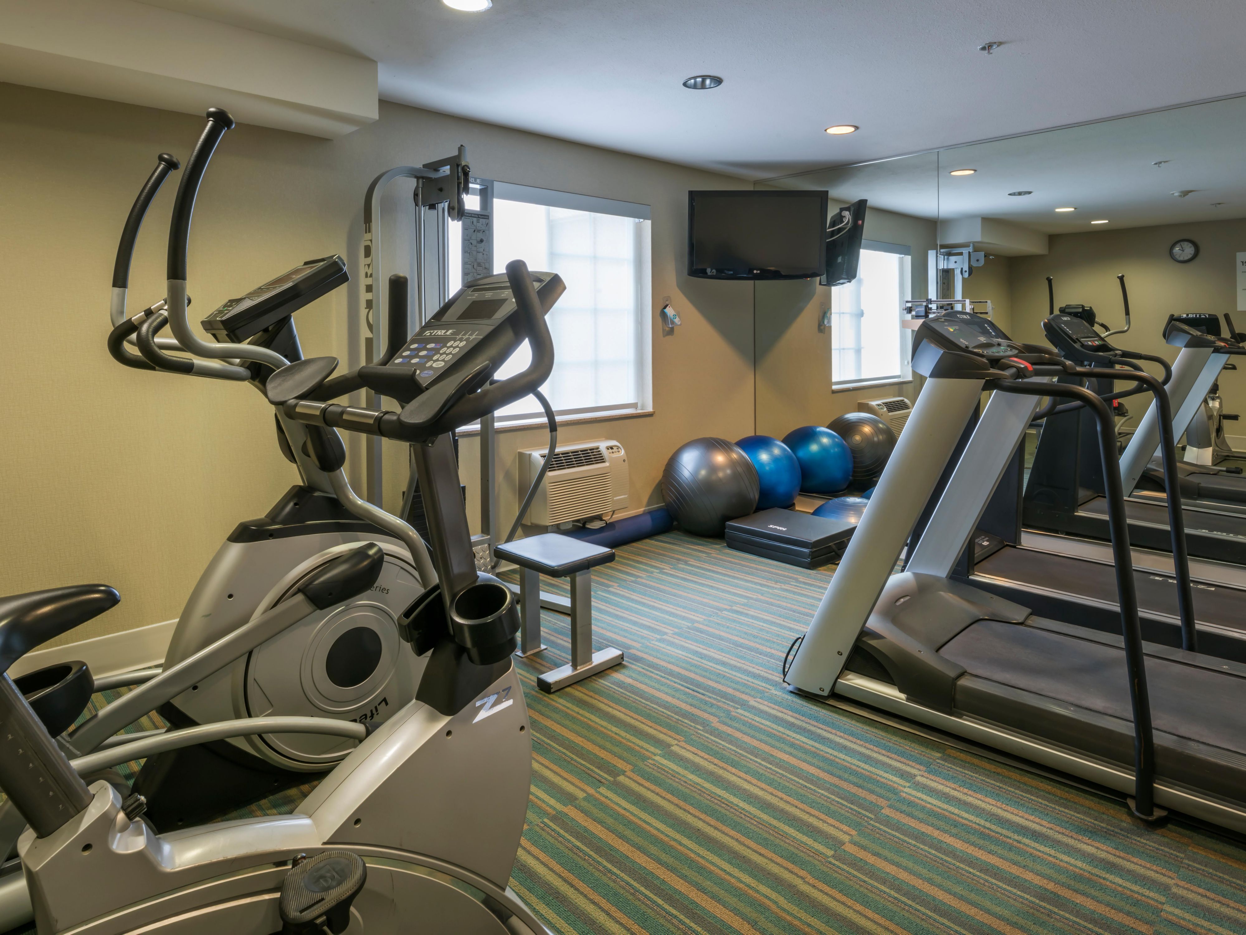 Work up a sweat in our well-equipped fitness center then cool off in our outdoor pool. Being on the road does not mean you need to get off track with your fitness goals.