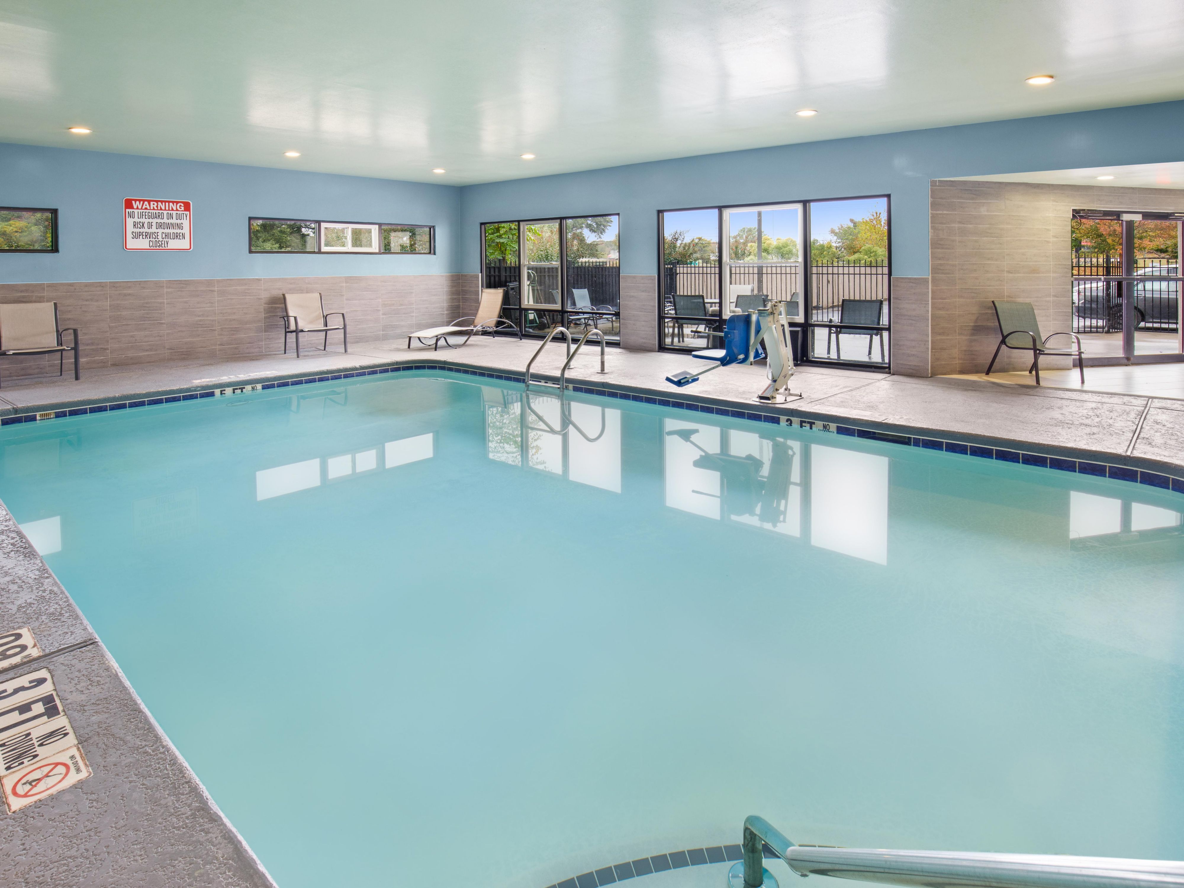 Get a workout with our 24-hour fitness center or swim laps in our indoor pool to pump your heart. Whether you like relaxing poolside or splashing, swimming, and sweating to get your energy out, our amenities are here to make it happen. 
