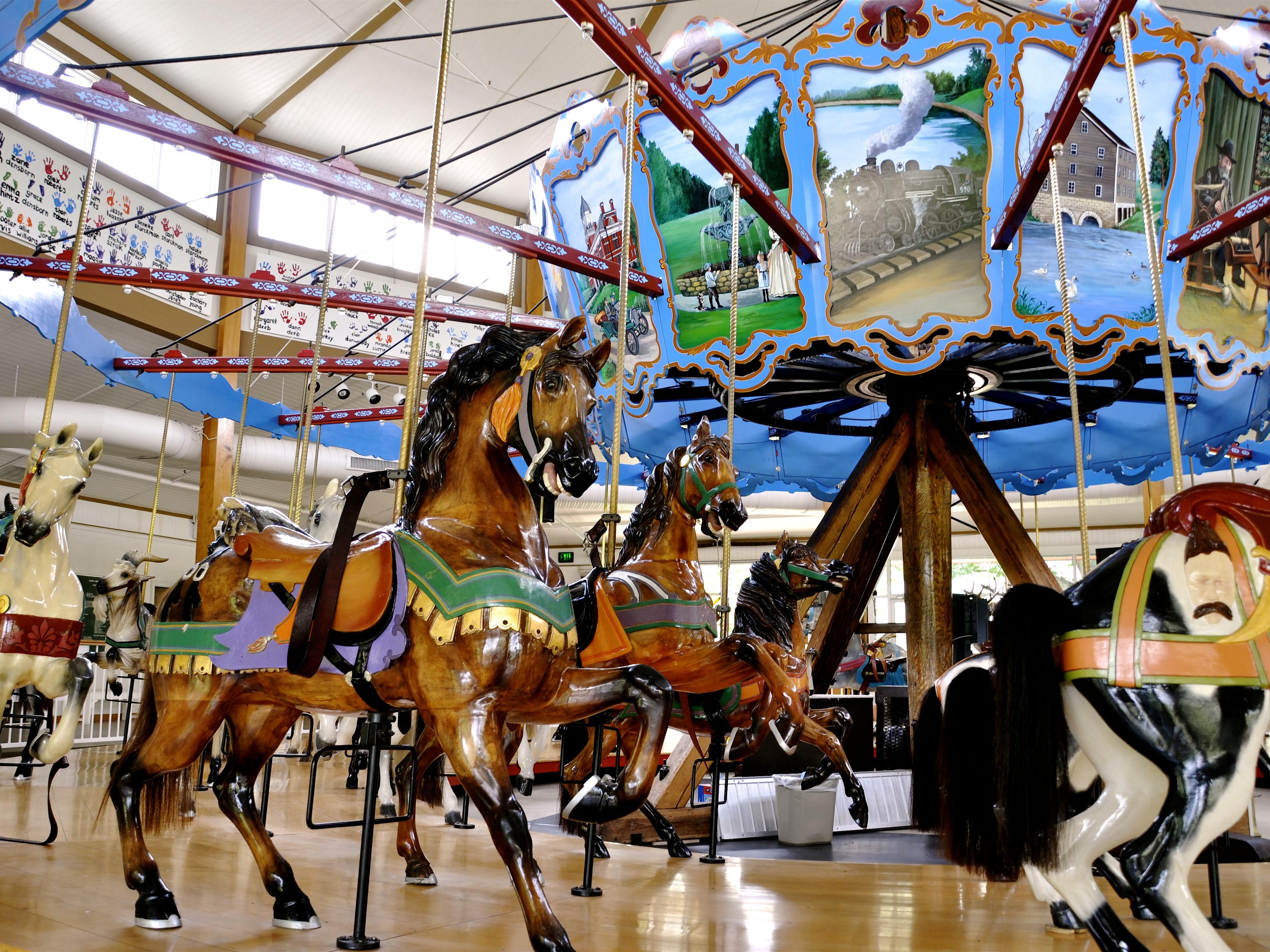 The Dentzel Carousel is a Historical Hand-Carved beauty everyone should visit for a ride.