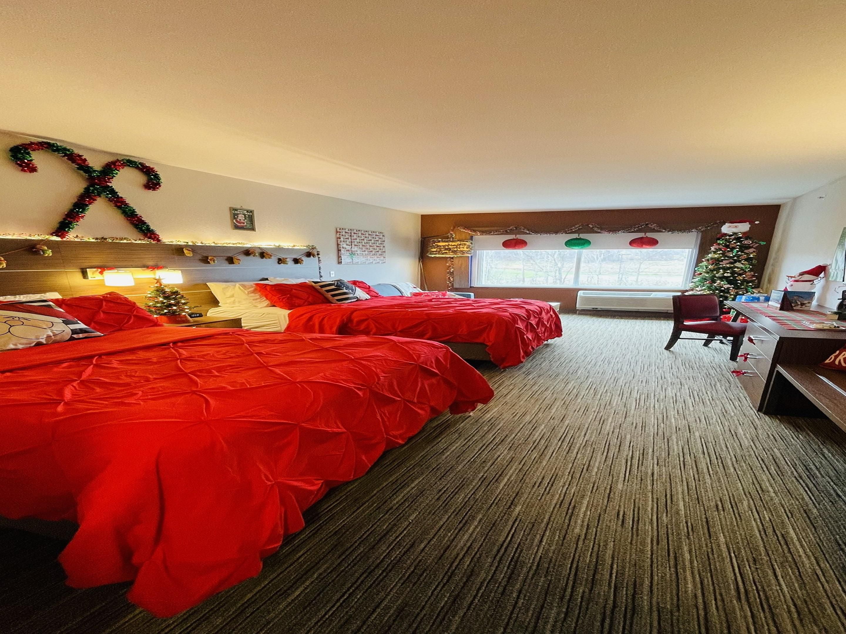 Choose between an experience in one of our three 2-Queen Suites for a family of 4 or a romantic getaway for 2 in a King Suite. Each suite is fully decorated for the Holiday season complete with a decorated tree, seasonal decor & hot cocoa bar. Limited availability, must call hotel directly for reservations. Suites available Nov 14th - Jan 4.