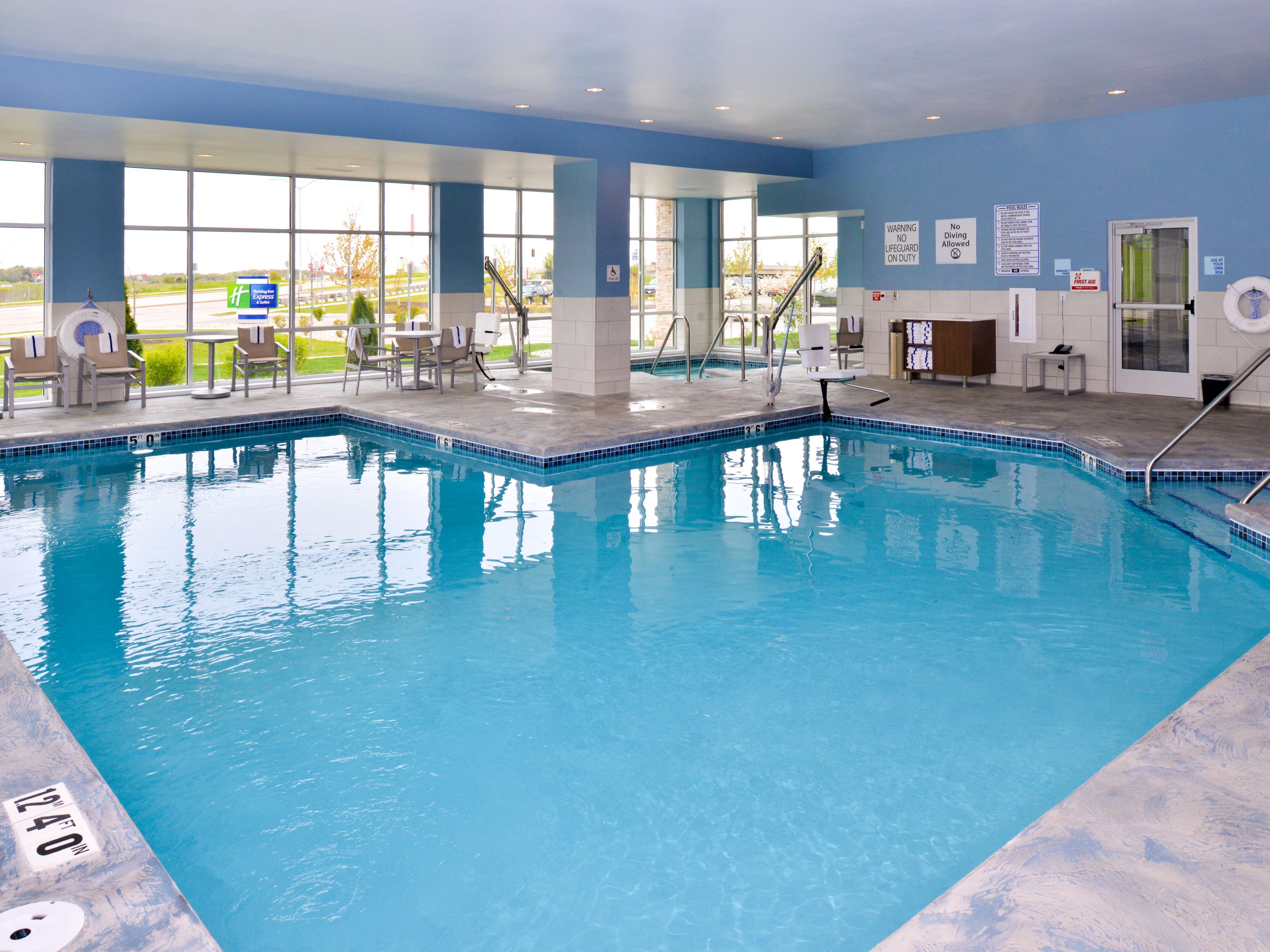 Take a moment to unwind and rejuvenate in our heated indoor pool and hot tub, offering the perfect calming escape. Whether you boost your morning with an energizing swim or indulge in a soothing soak after a long day, our facilities are thoughtfully designed to provide relaxation and keep you feeling refreshed.