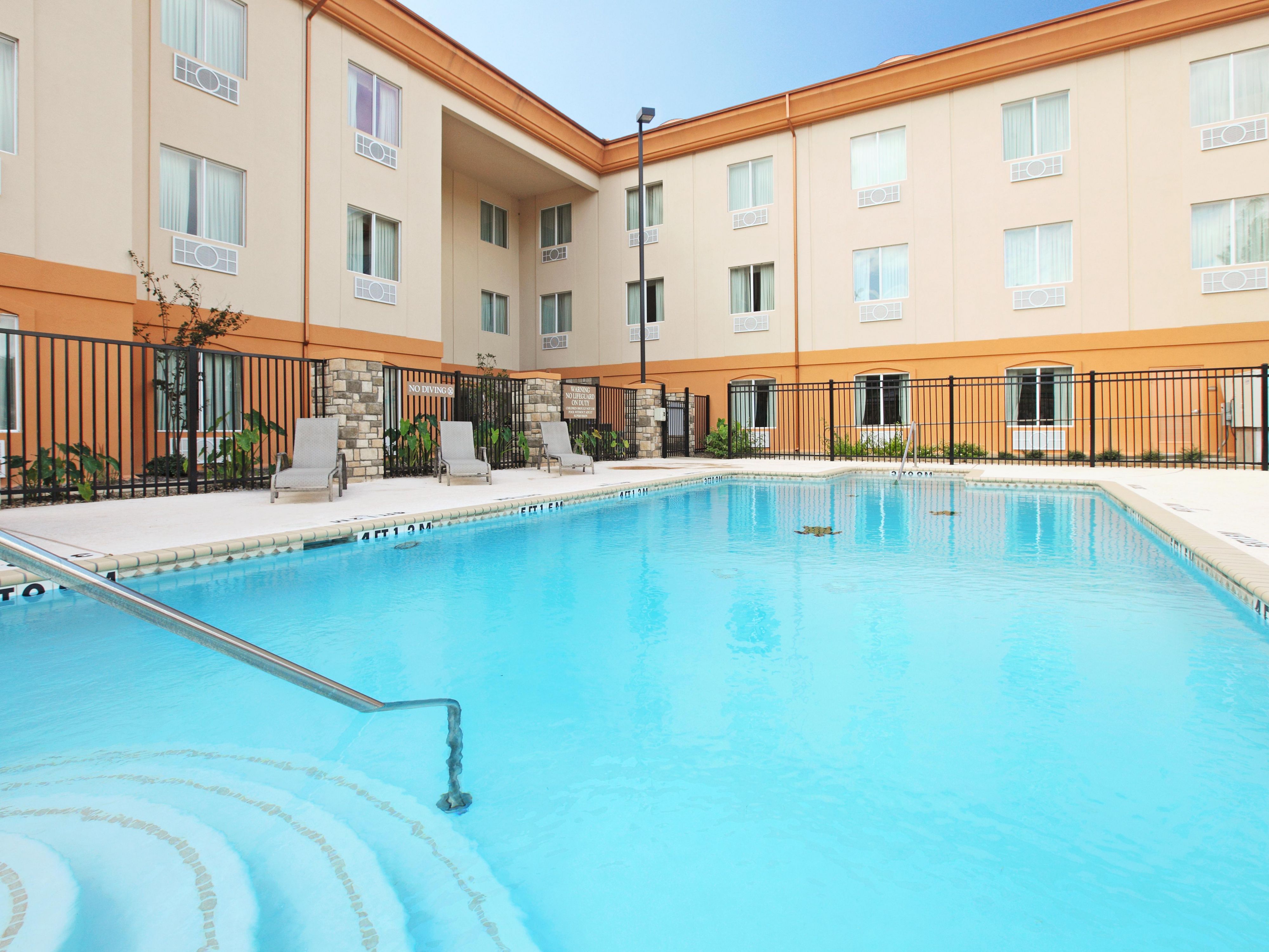 Enjoy a refreshing dip in our pool. You’ll find plenty of opportunities for relaxing in our abundant Texas sun!