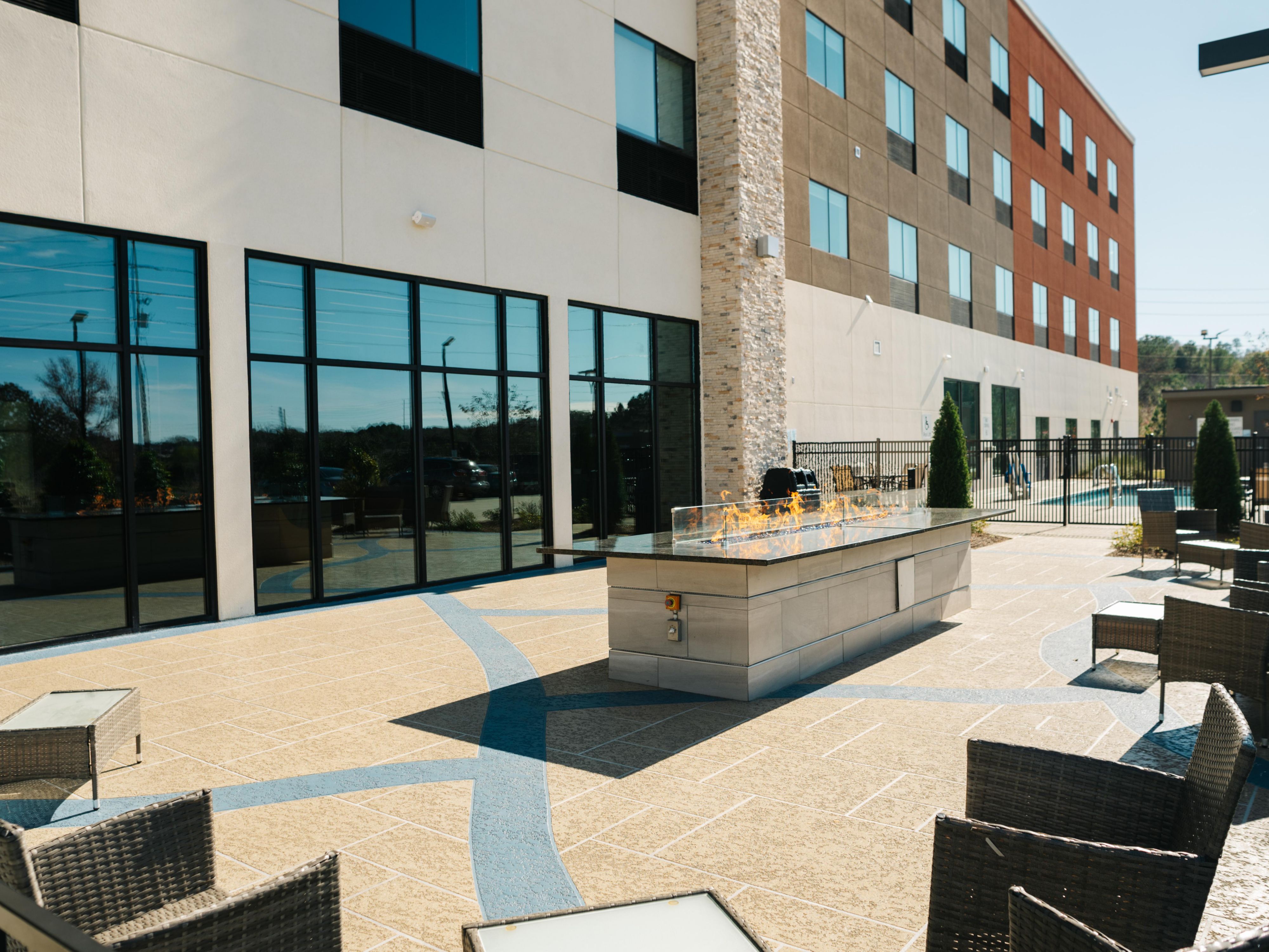 Unwind after a long day of work or sightseeing at our outdoor patio with firepit.