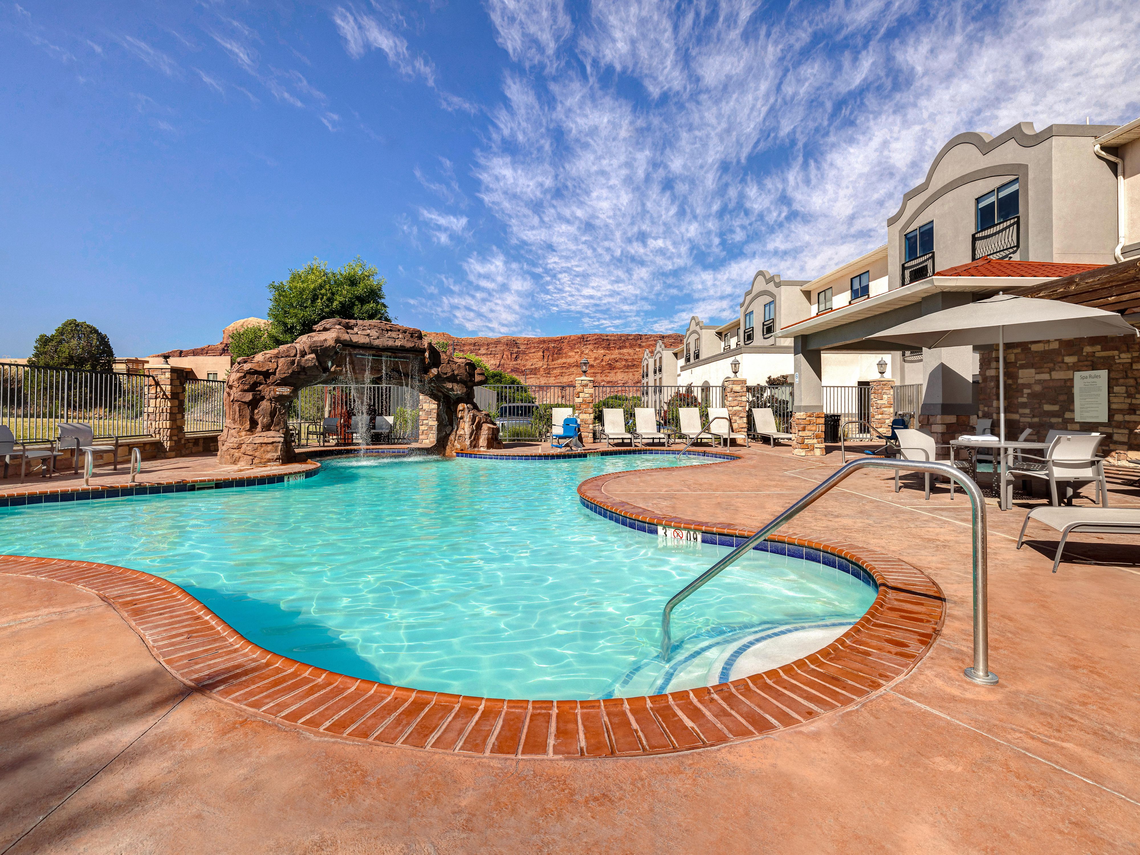 Take a swim in our outdoor pool with replica of the Delicate Arch
