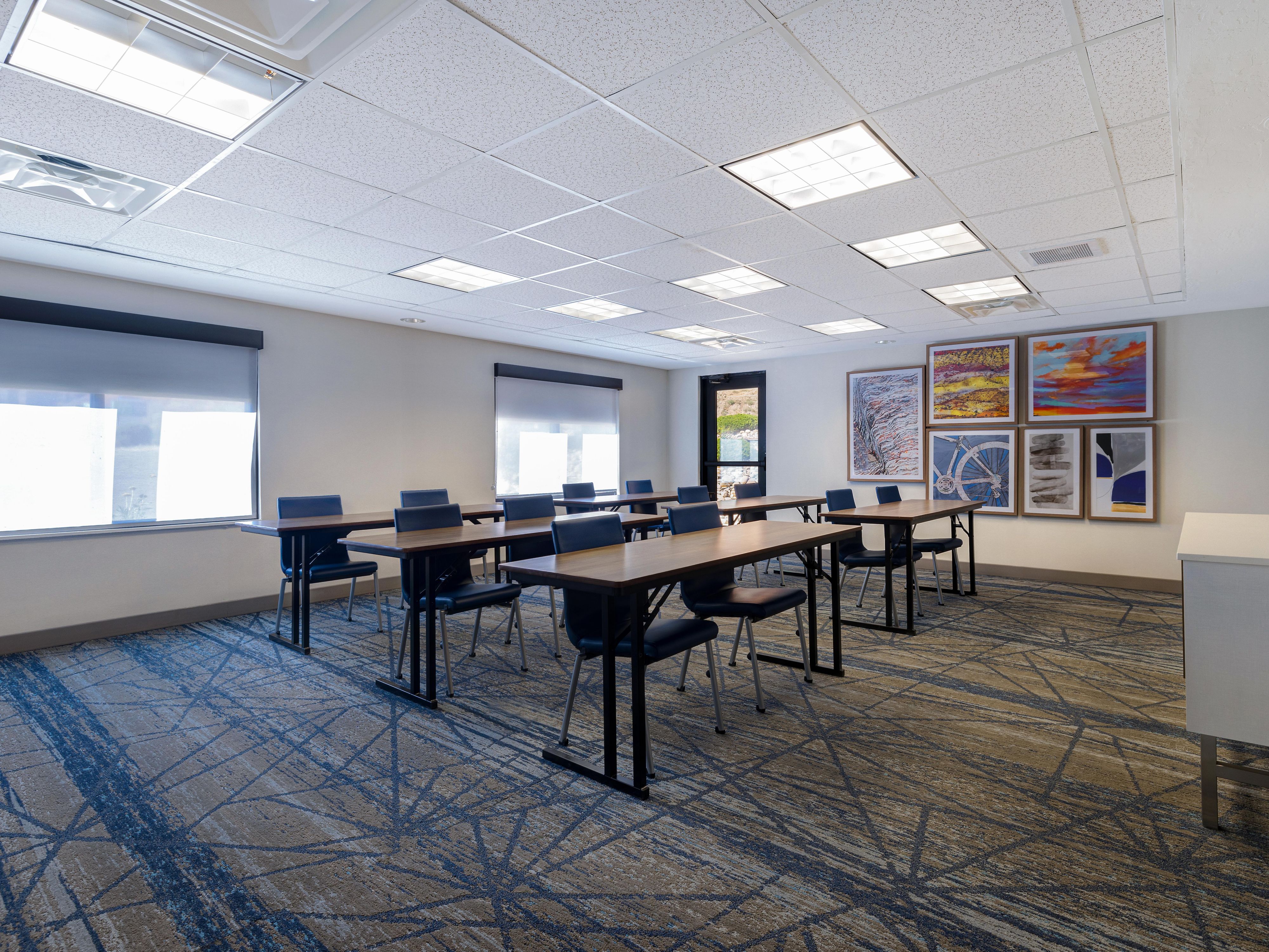Host your next meeting, retreat, or celebration in our 497-square-foot event space for up to 30 guests. With modern AV, free Wi-Fi, and flexible setups, our Moab meeting room is perfect for small groups looking to connect, plan, and recharge near Arches National Park.