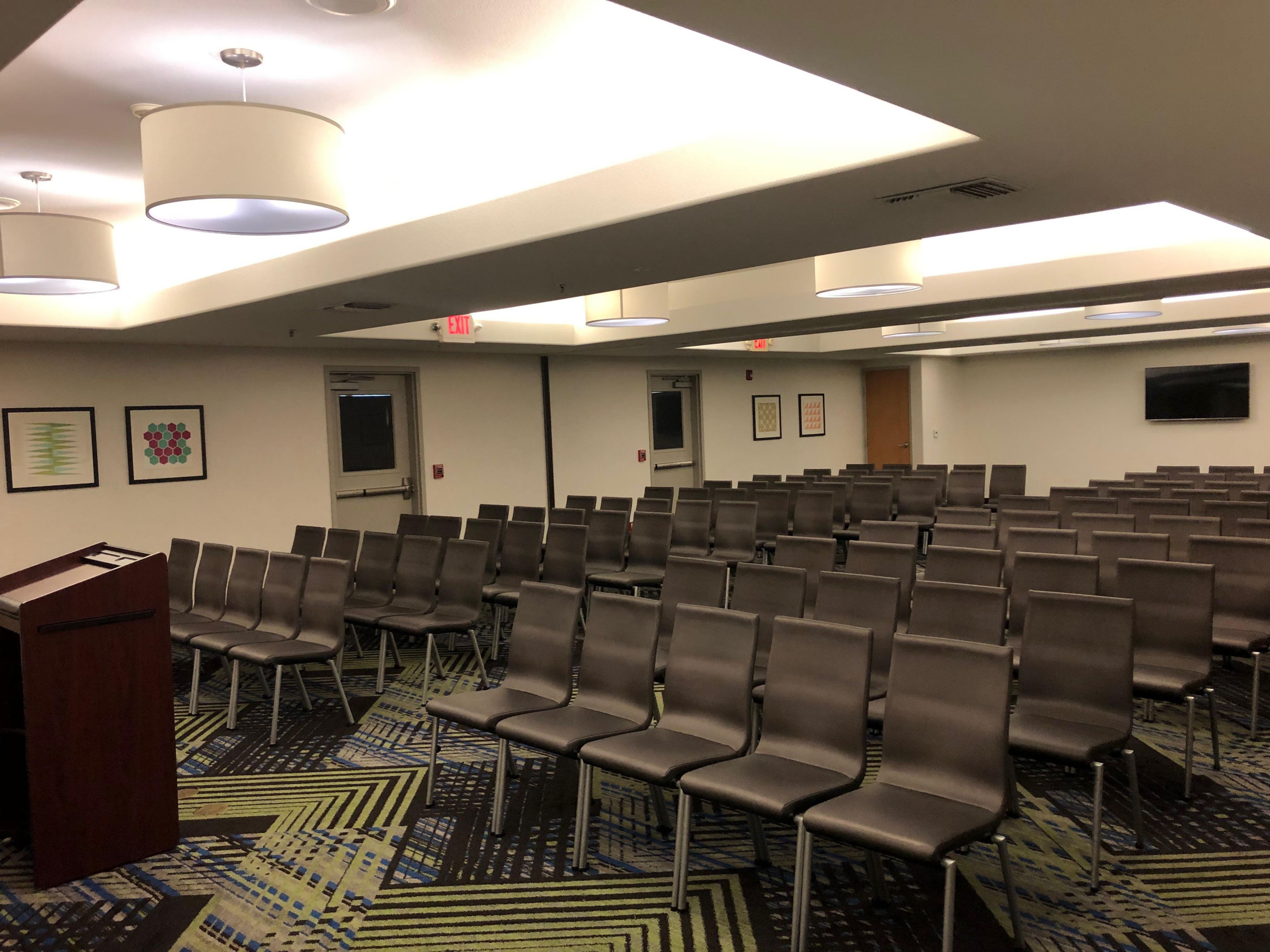 Allow us to host your next meeting. We offer three meeting rooms that include all the essentials for a perfect meeting. Take advantage of multiple room set-ups for up to 120 attendees, A/V equipment, whiteboard, Business Center, and more.