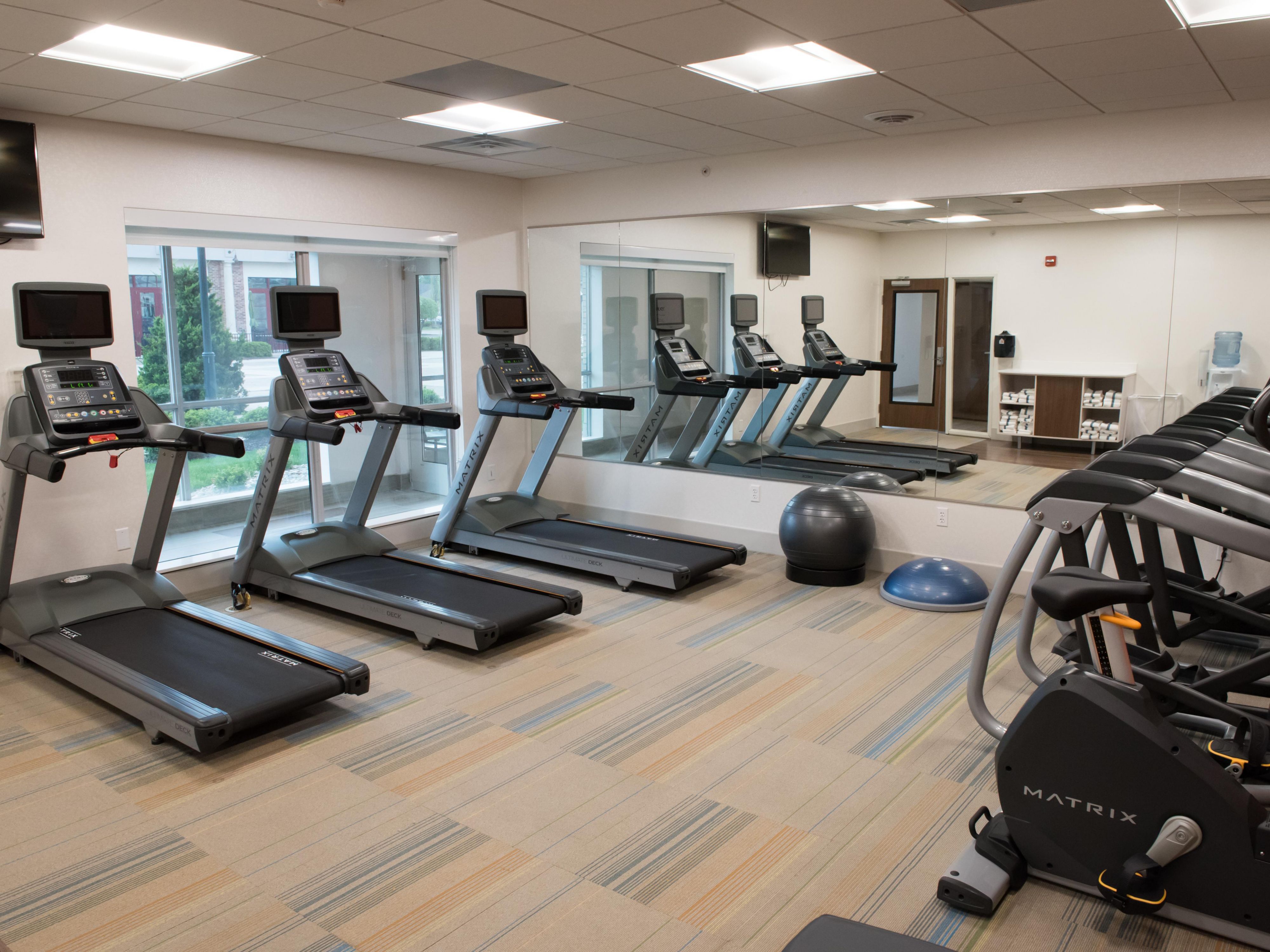 Our 24-hour Fitness Center is the perfect way to stay fit while away from your home fitness center.
