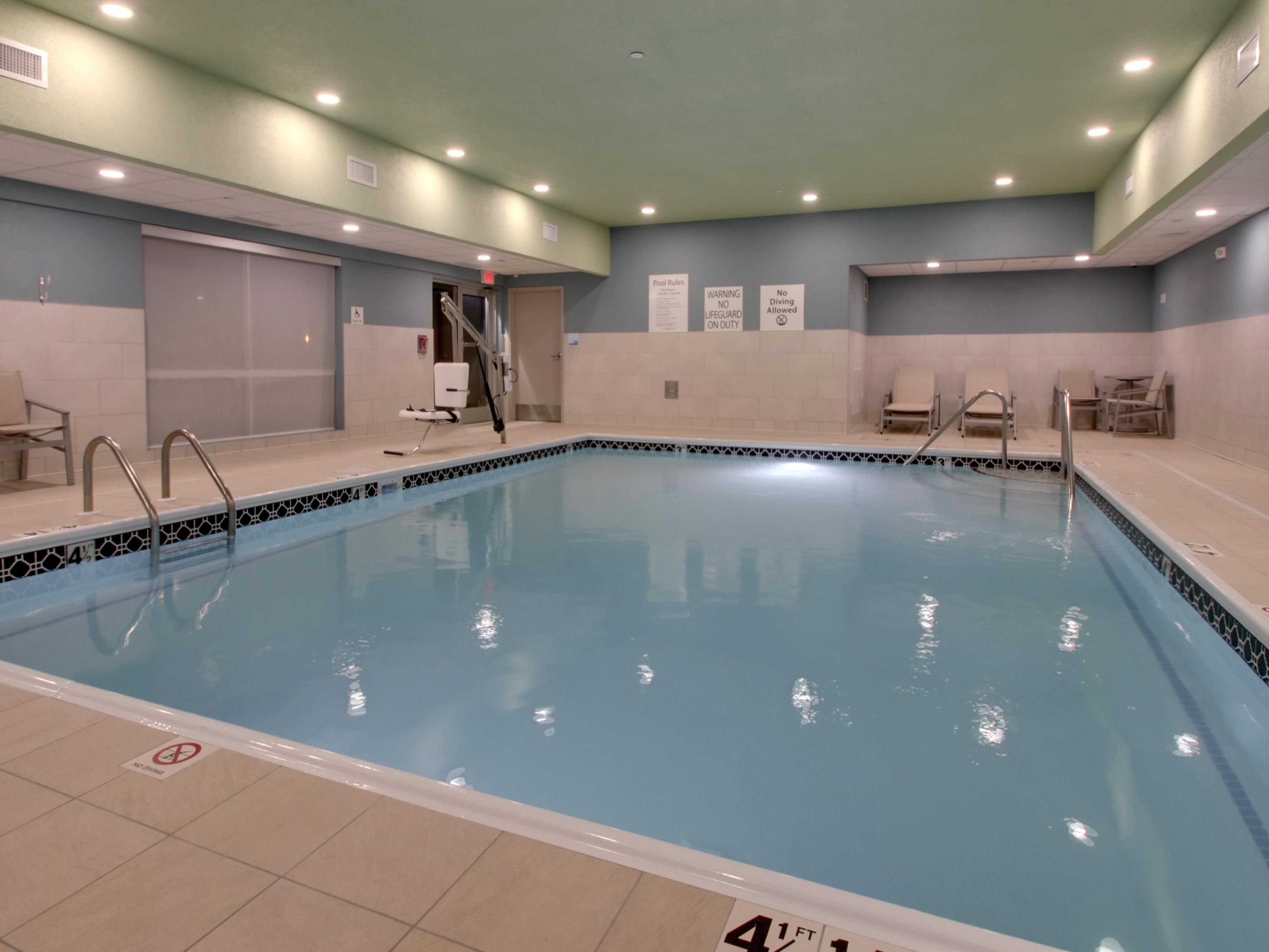 After a long day exploring and traveling - find us easily from I-57 or I-67. Relax in our indoor heated salt water pool or workout in our state of the art fitness center. 