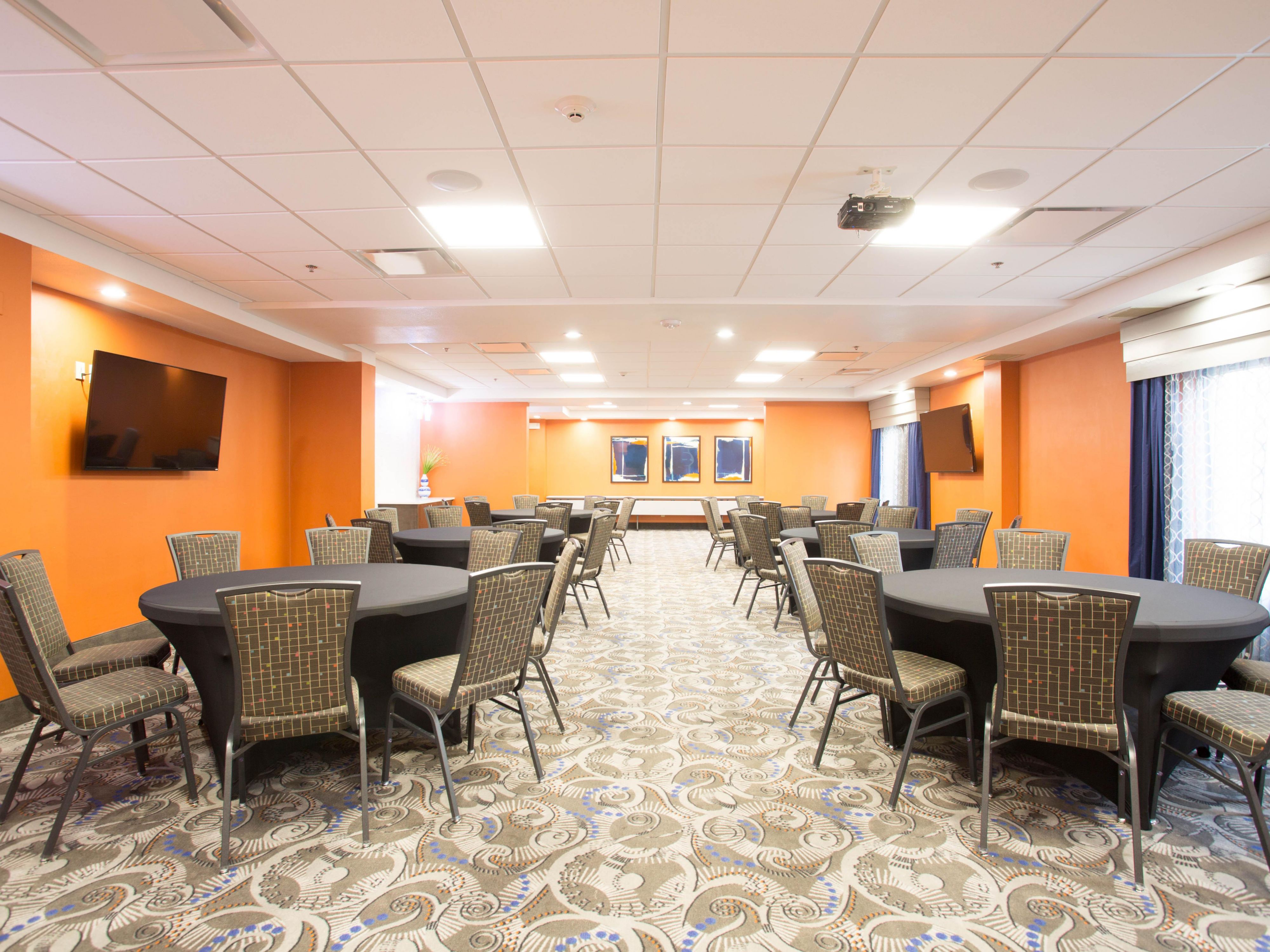 Our flexible meeting space is perfect for your next event for 10-100 guests. Onsite AV available, tables and chairs included, outside catering allowed.