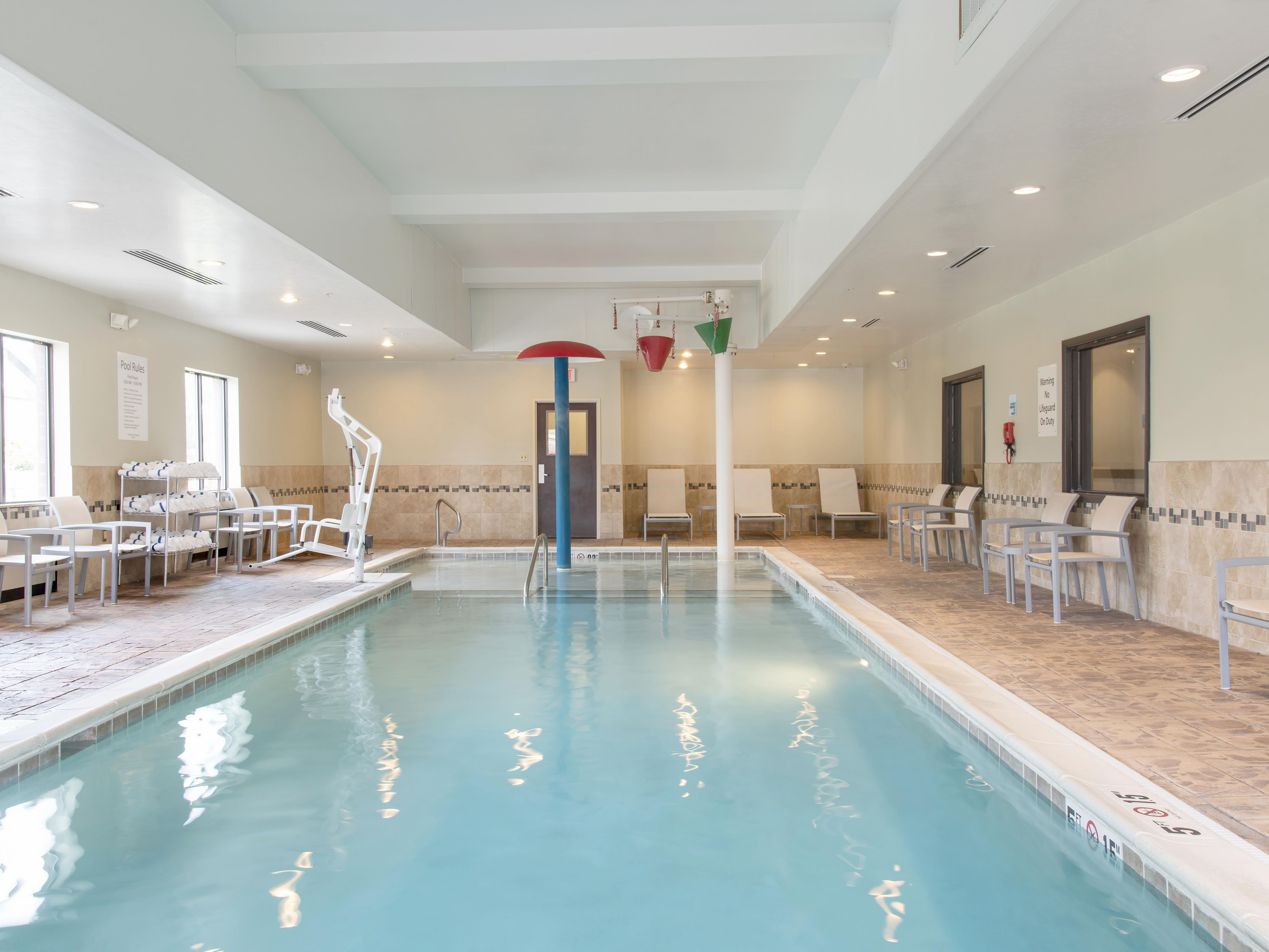 Heated indoor pool for guest use, by appointment. One hour increments- please reserve time upon arrival.