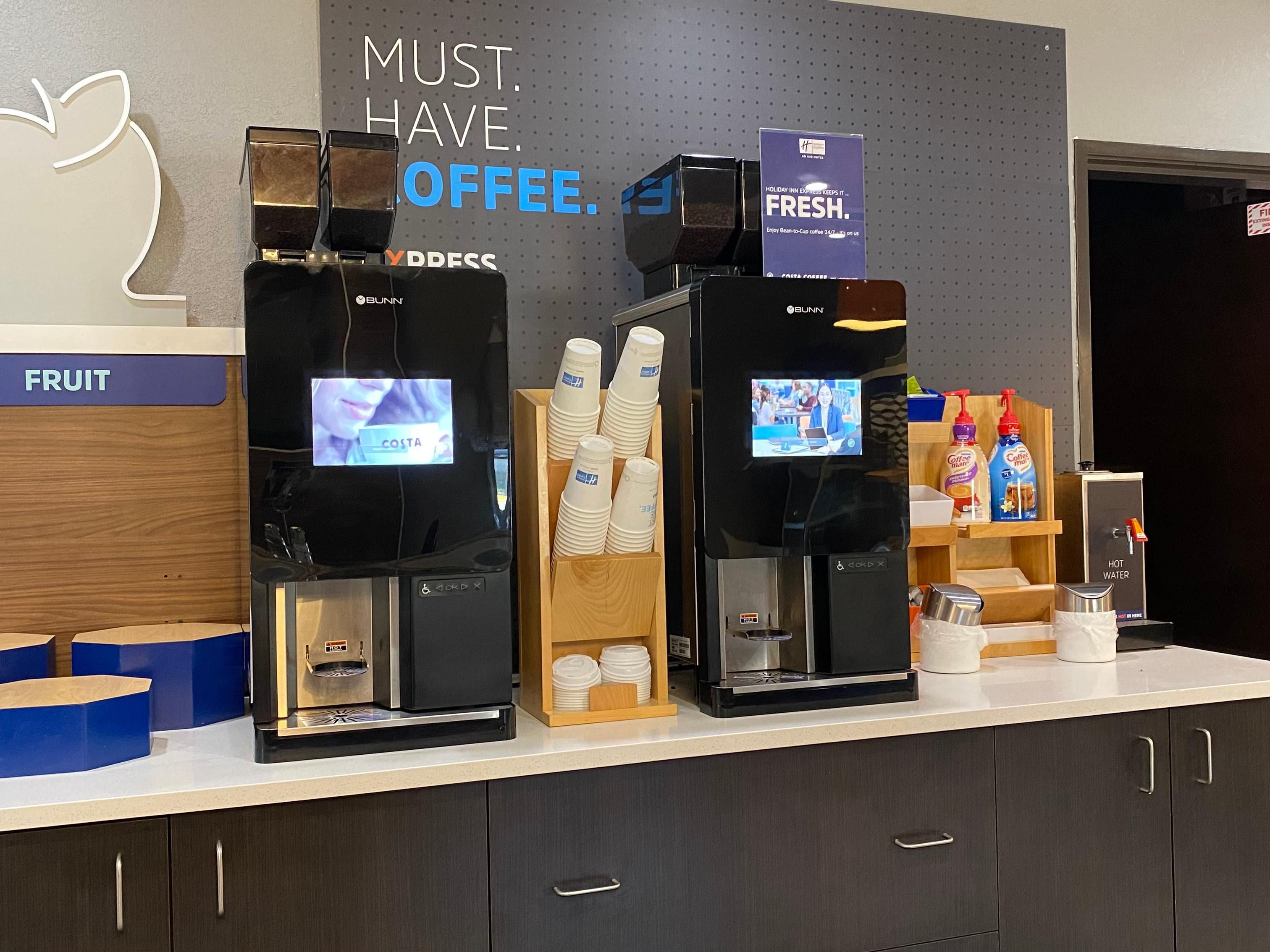 Savor the taste of freshly brewed coffee around the clock with our new bean-to-cup coffee machine, available 24/7 in the lobby! Should you desire the comfort of brewing in your room, simply request an in-room brewer from our front desk. Elevate your stay with us and relish every sip of our exceptional coffee!