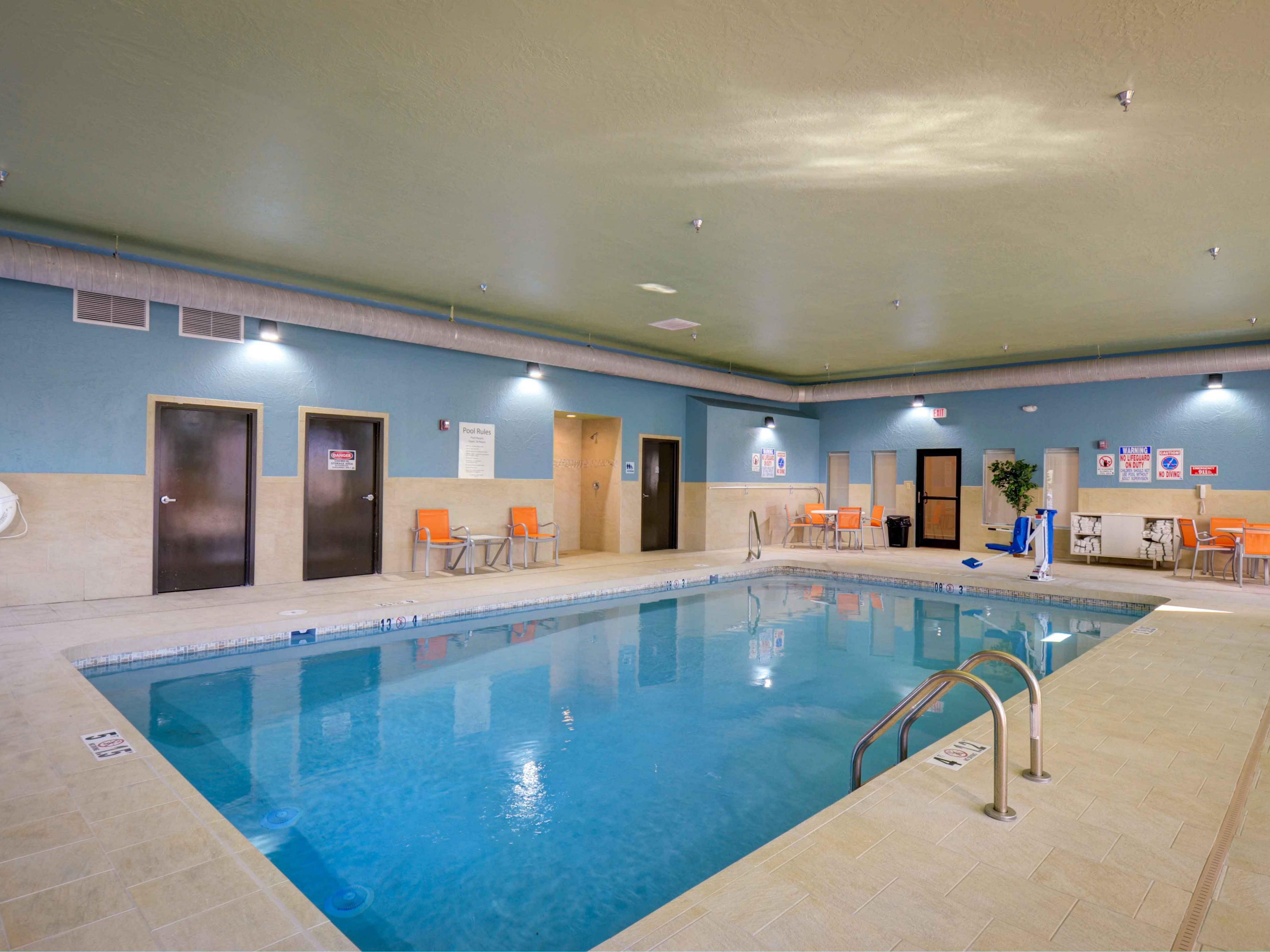 Our indoor pool and whirlpool offer a relaxing space to soothe sore muscles or splash around with the kids. Or, you can relax poolside with a favorite book and watch your crew enjoy the water. Our pool is always open, so jump in any time you want!