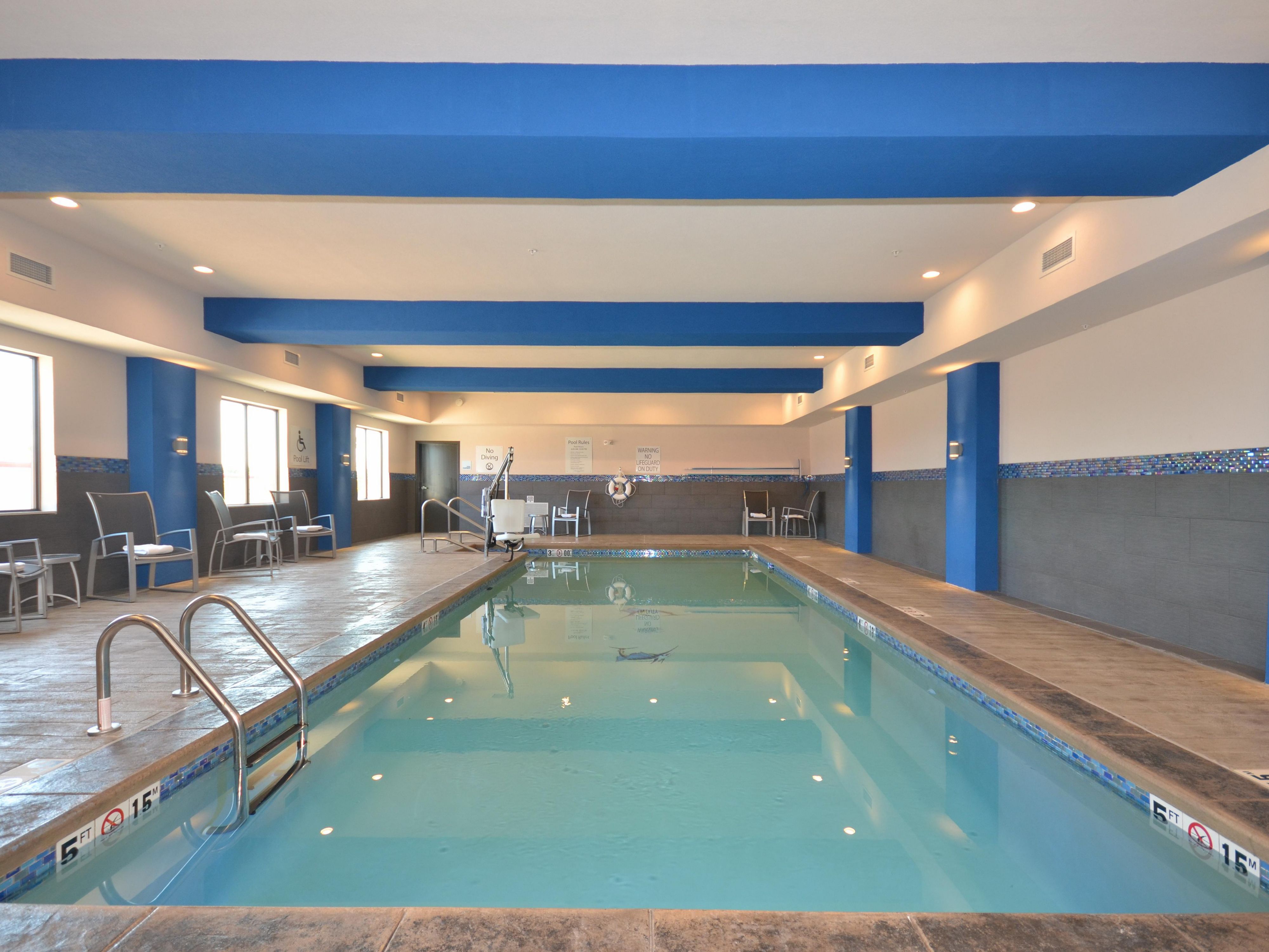 Take a dip in our heated indoor pool from 6:00 AM - 10:00 PM.