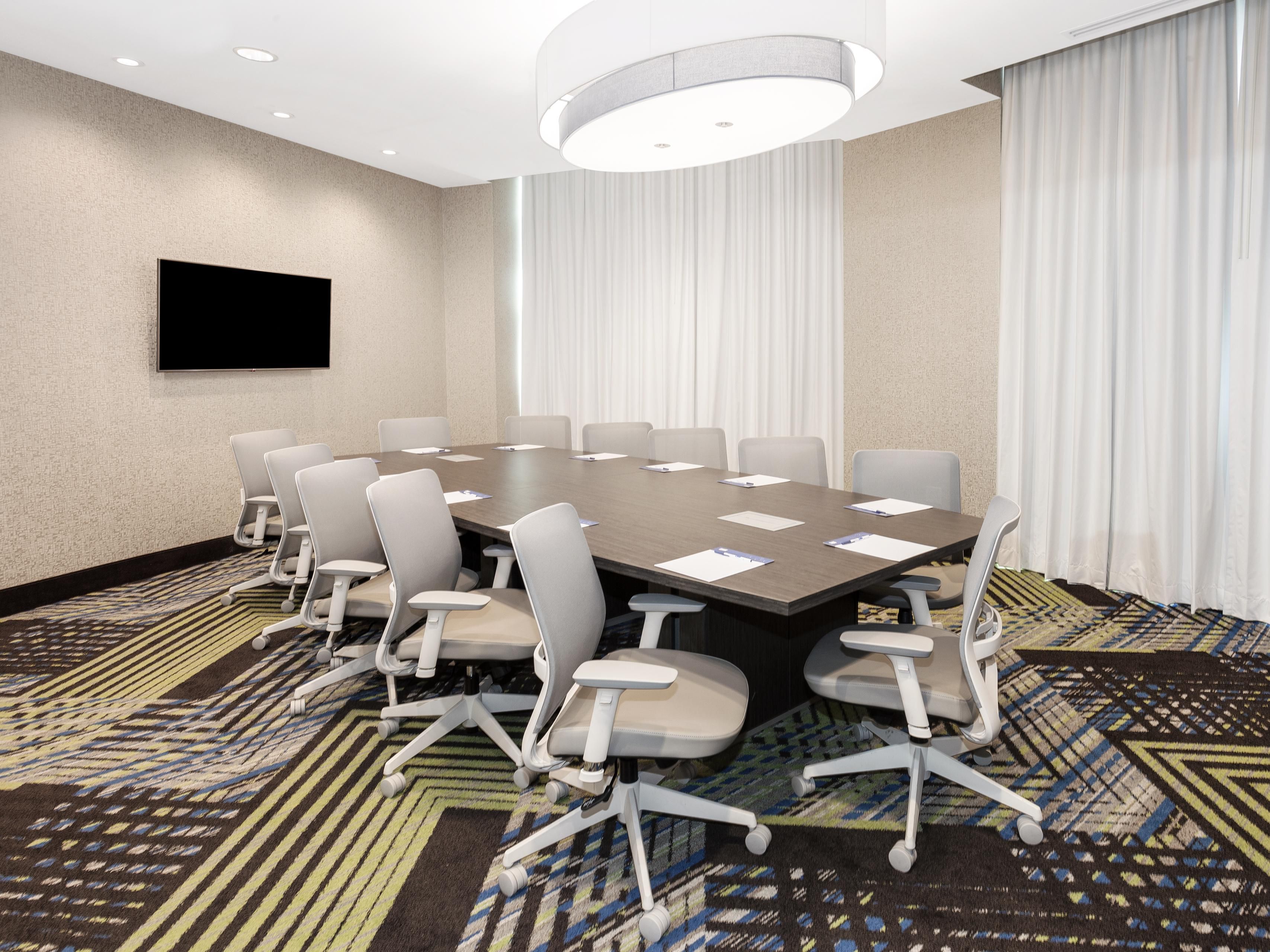 Gather with friends, colleagues, or family in our two onsite meeting rooms. Our 12-seat boardroom offers large windows to let in inspiring natural light. In our larger conference room with space for 40  guests, host trainings, graduation celebrations, birthday parties, and mini conferences. We can help with planning, setup, and A/V equipment.