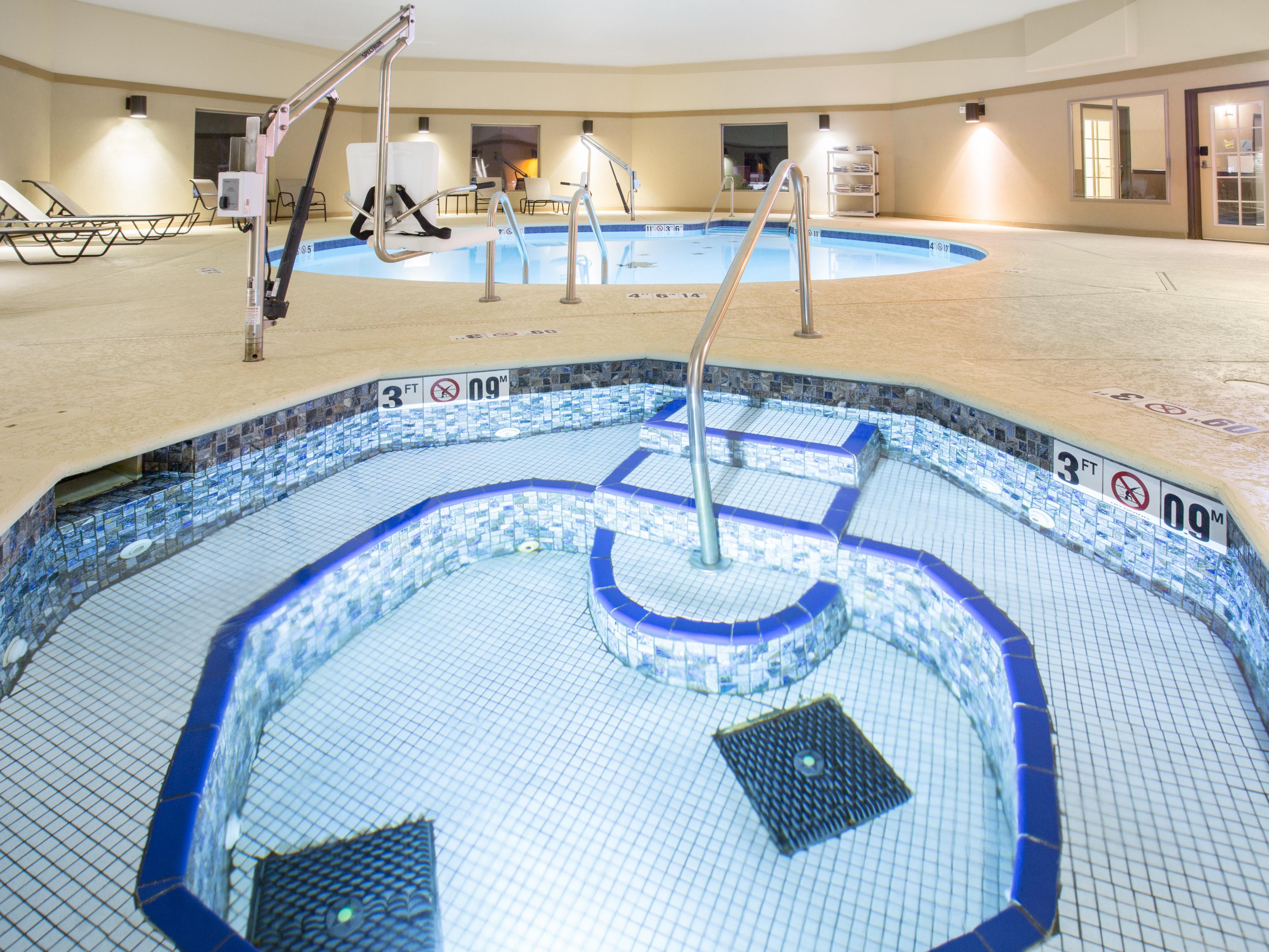 Our pool and hot tub hours are 9 AM to 10 PM daily.