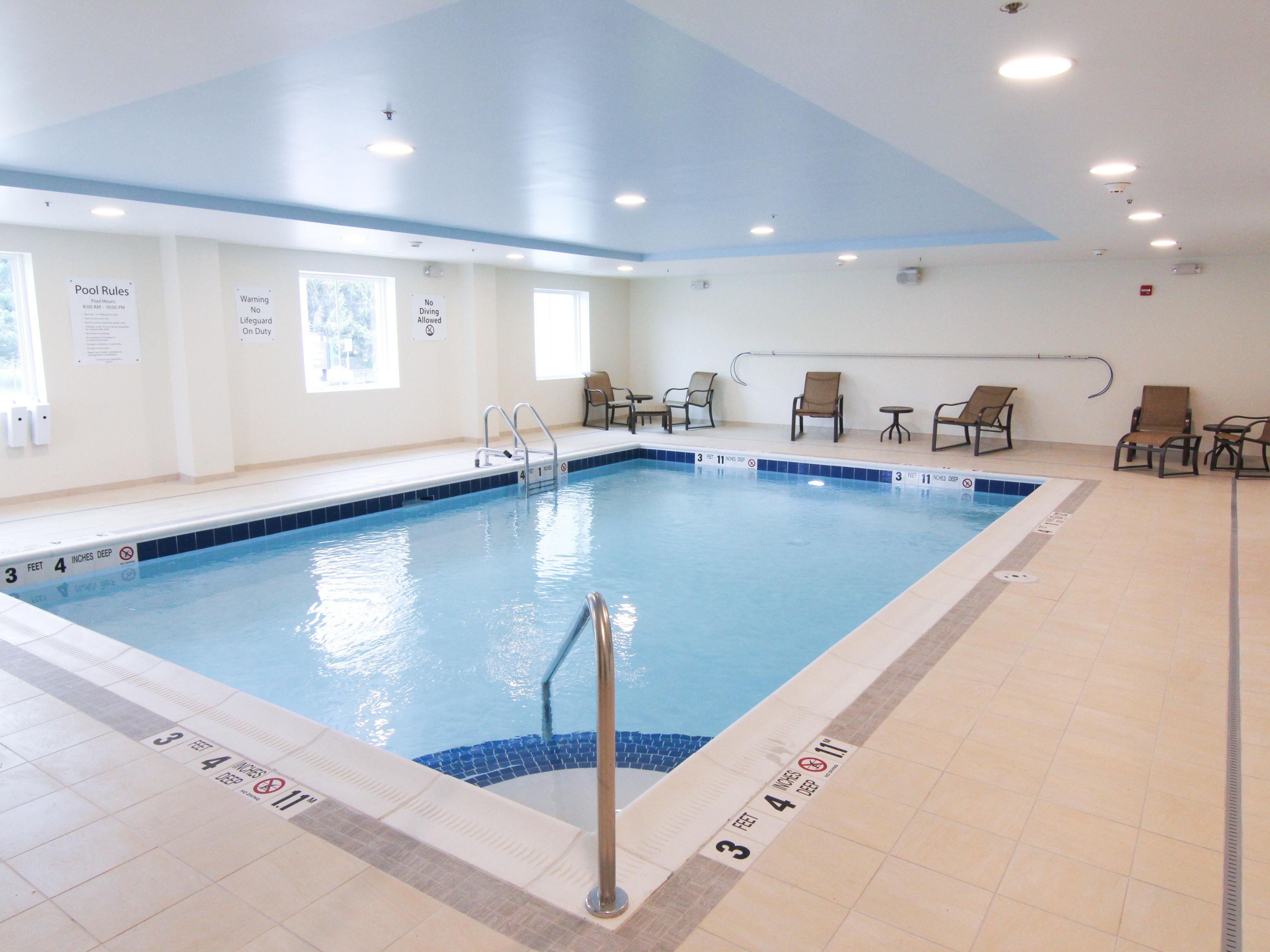 Have a morning or afternoon dip in our heated indoor pool.