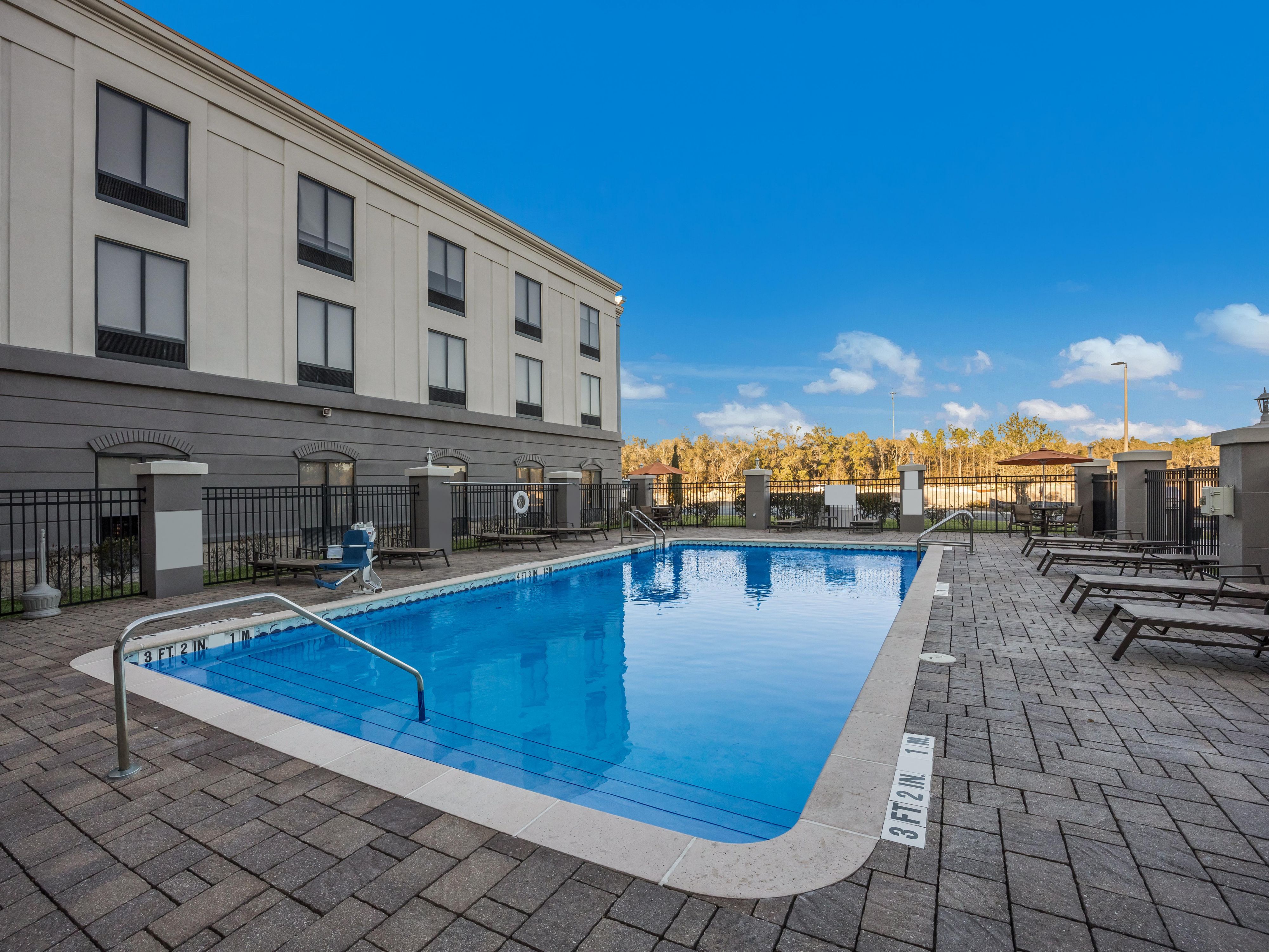 We have the largest pool in Perry and it's open all year round! Relax in the lounge chairs or splash in the sparkling waters. Open during daylight hours.