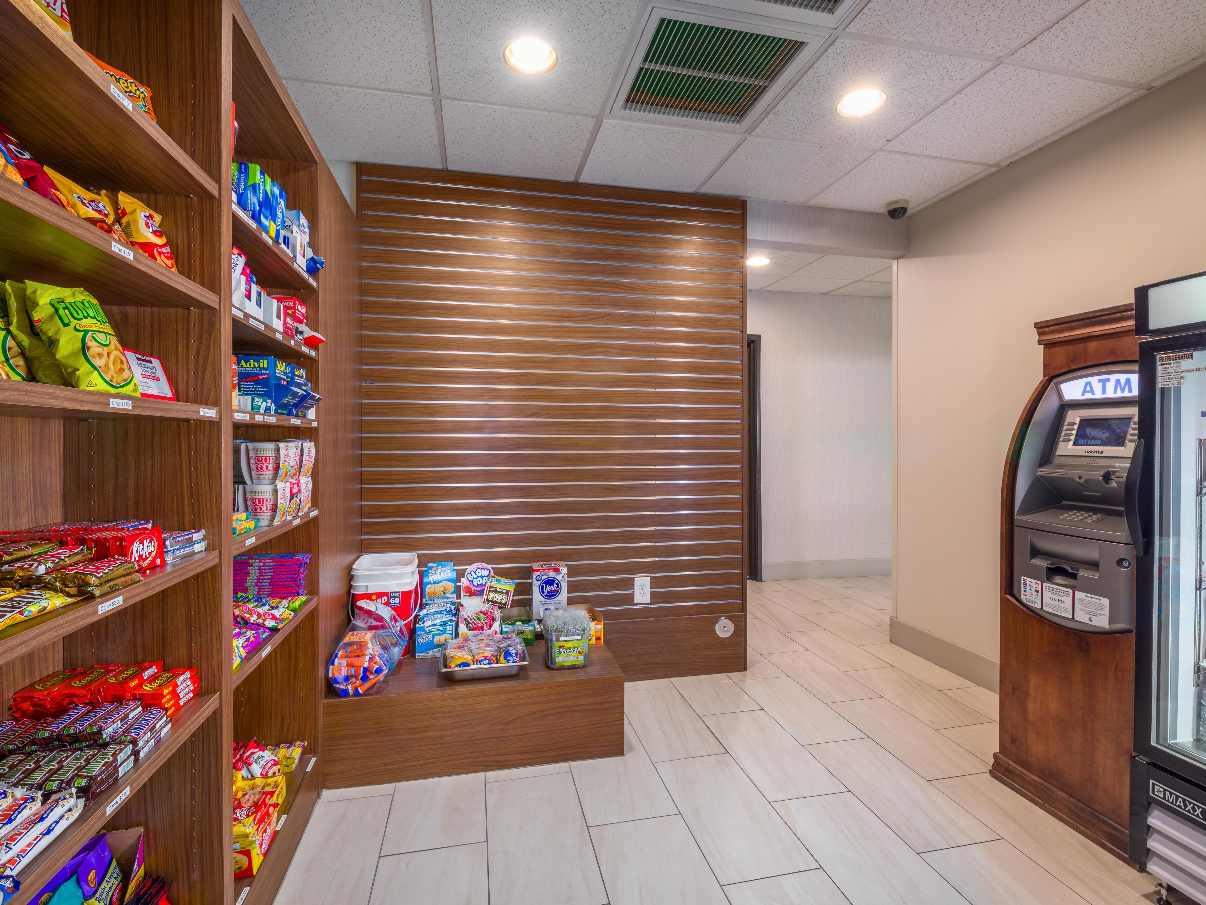 Forgot something? Need a late-night snack or drink? Our Marketplace has you covered with a wide variety of snacks, beverages, and toiletry items.