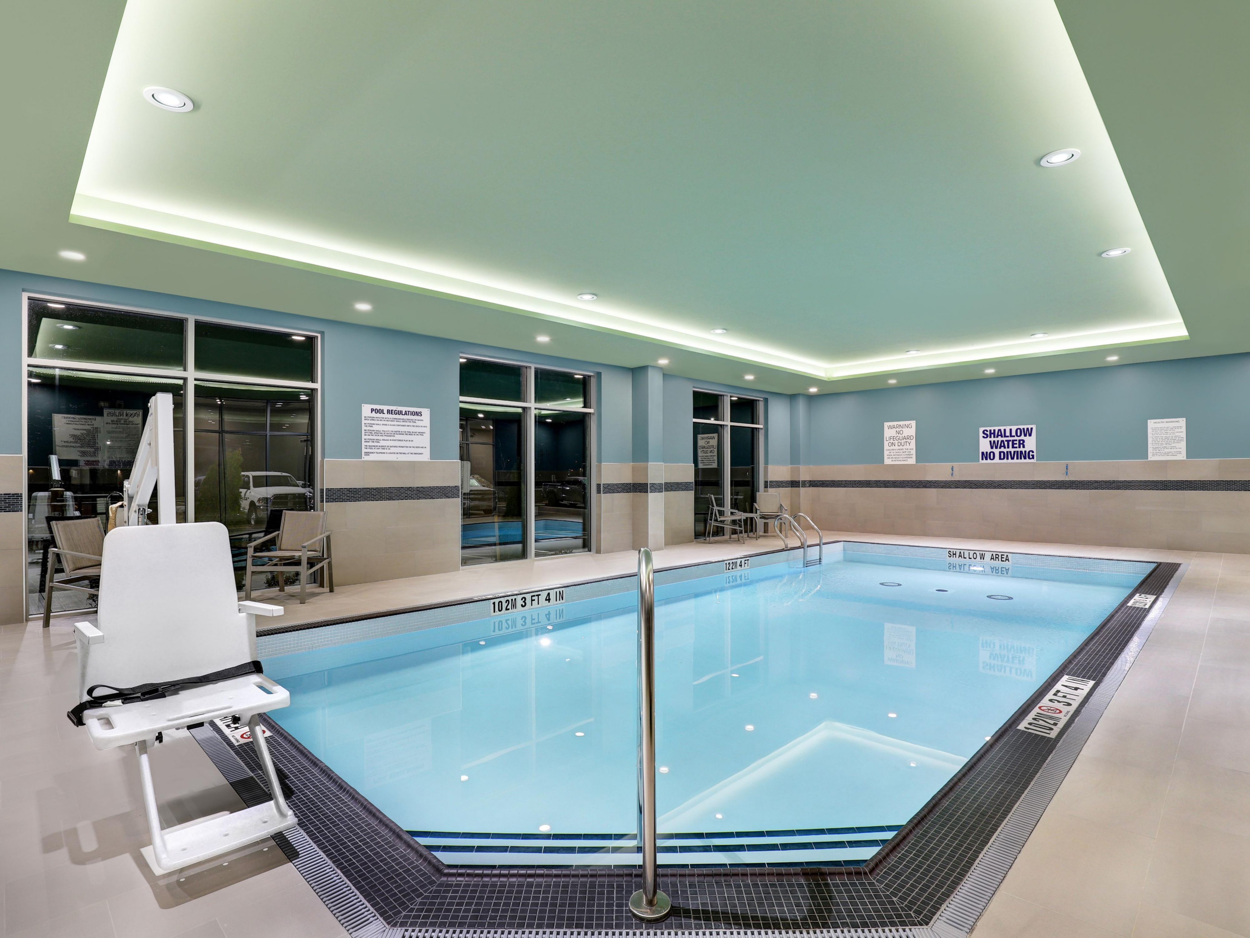 Take a swim in our indoor heated pool. Give us a call to book your reservation.