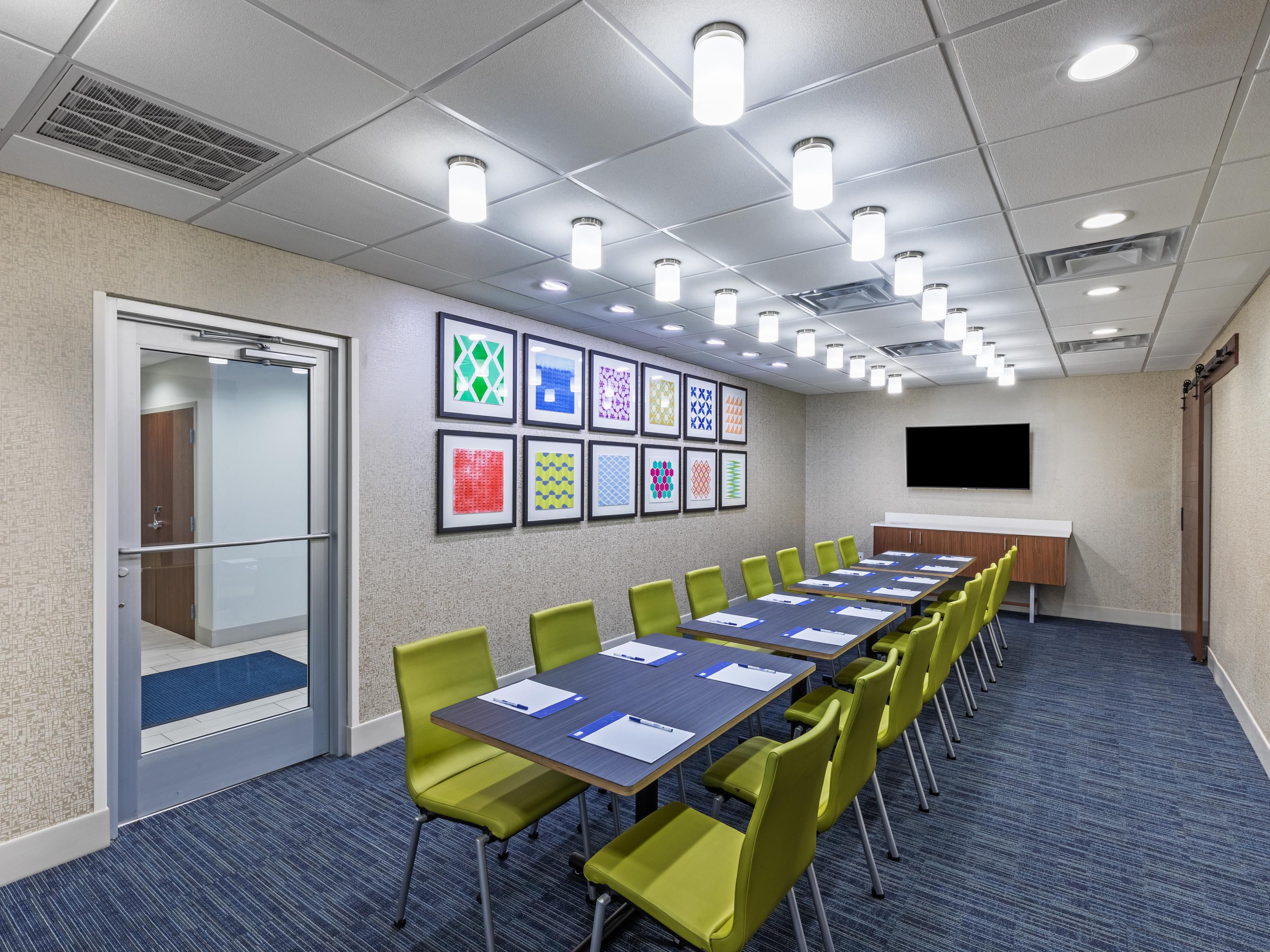 Gather with up to 50 attendees in our Purcell meeting room. With over 800 square feet, the spacious room can be configured however you need it and includes modern A/V equipment and support from our friendly team.