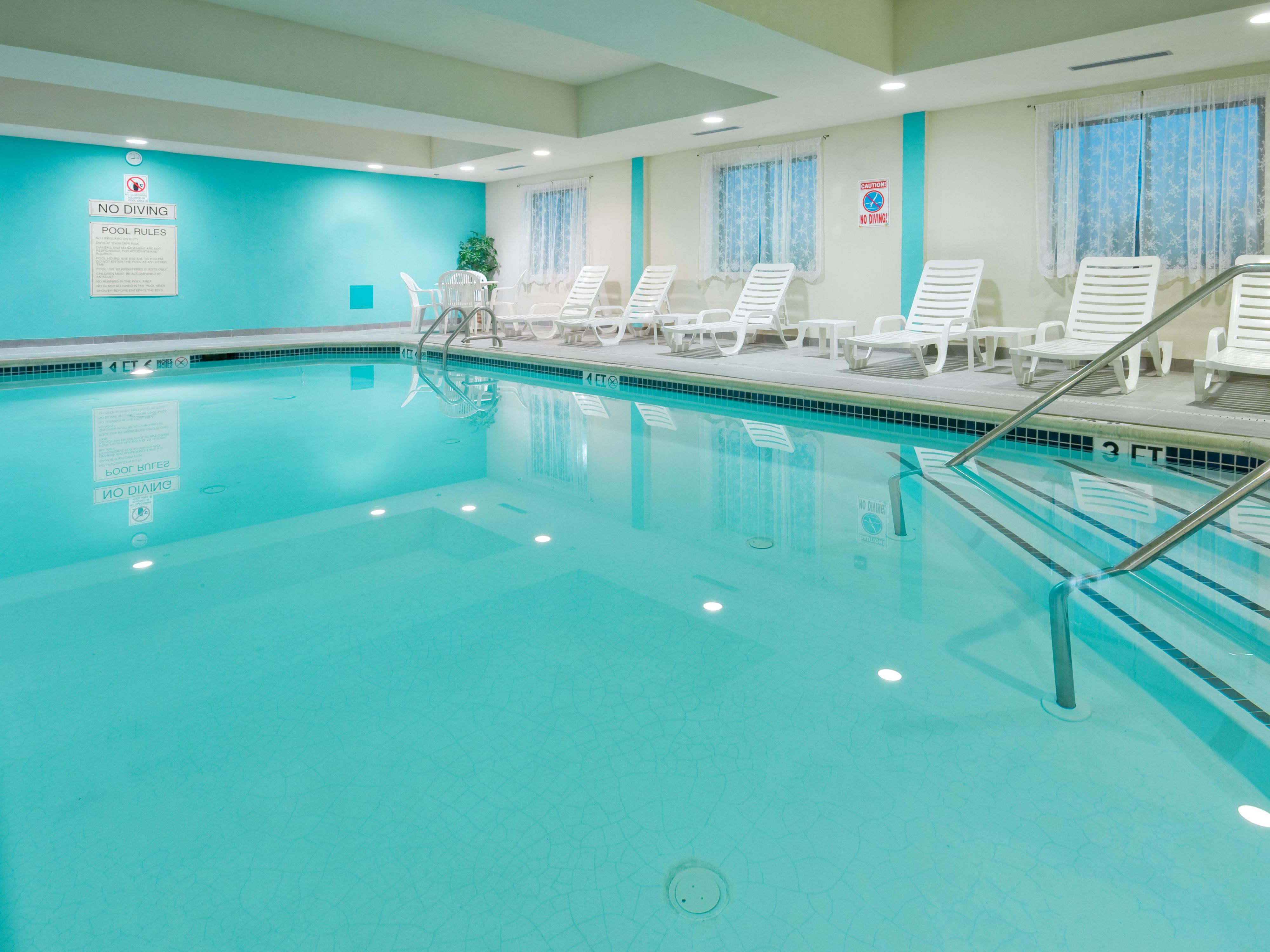 Come take a refreshing dip in our sparkling, heated indoor pool!