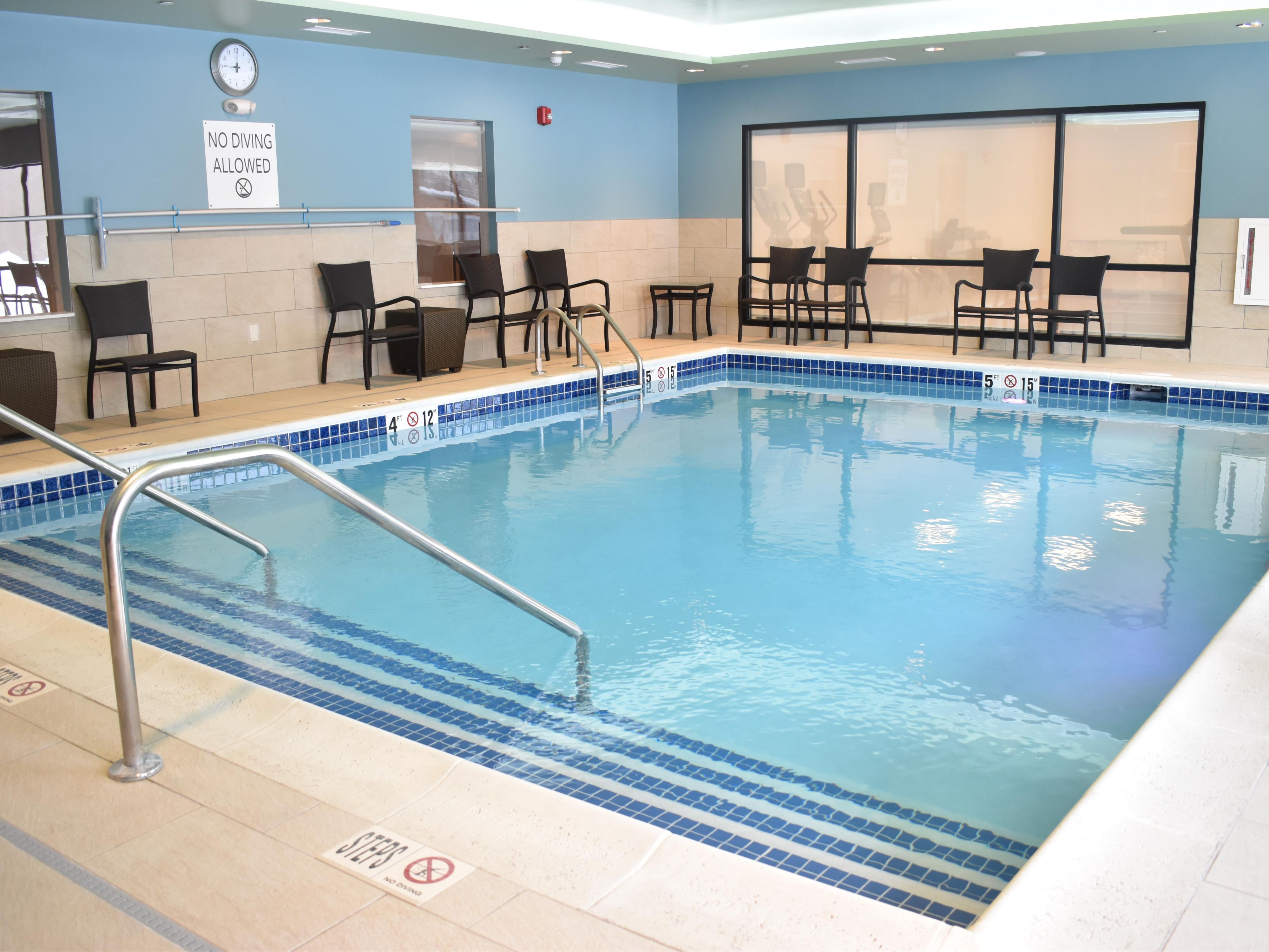 Make sure you grab your bathing suit to take a dip in our saltwater pool! It is indoor and heated for maximum relaxation.
