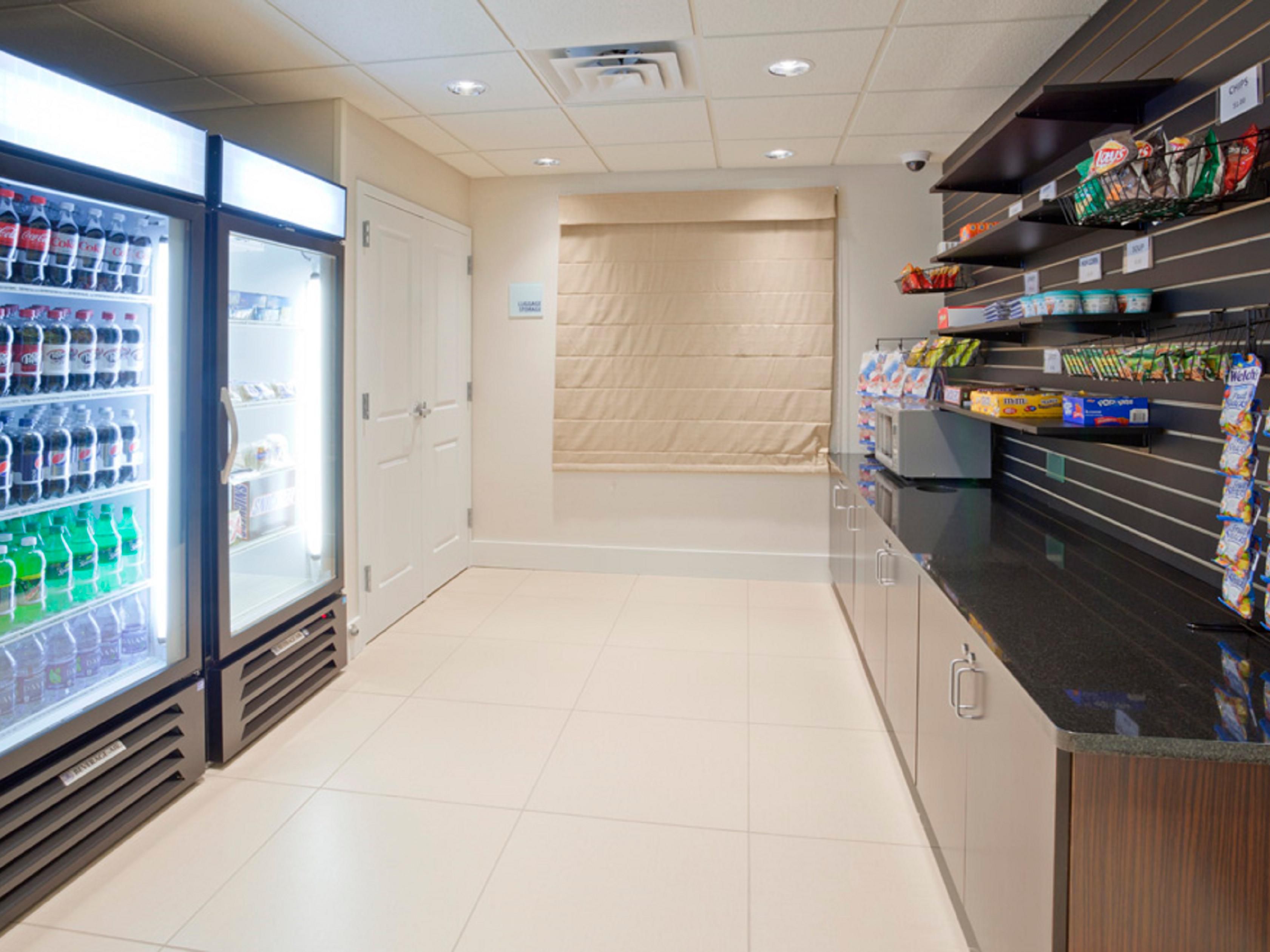 Forget something? Need a late night snack or drink? Our Marketplace has you covered with a wide variety of snacks, drinks, and toiletry items.