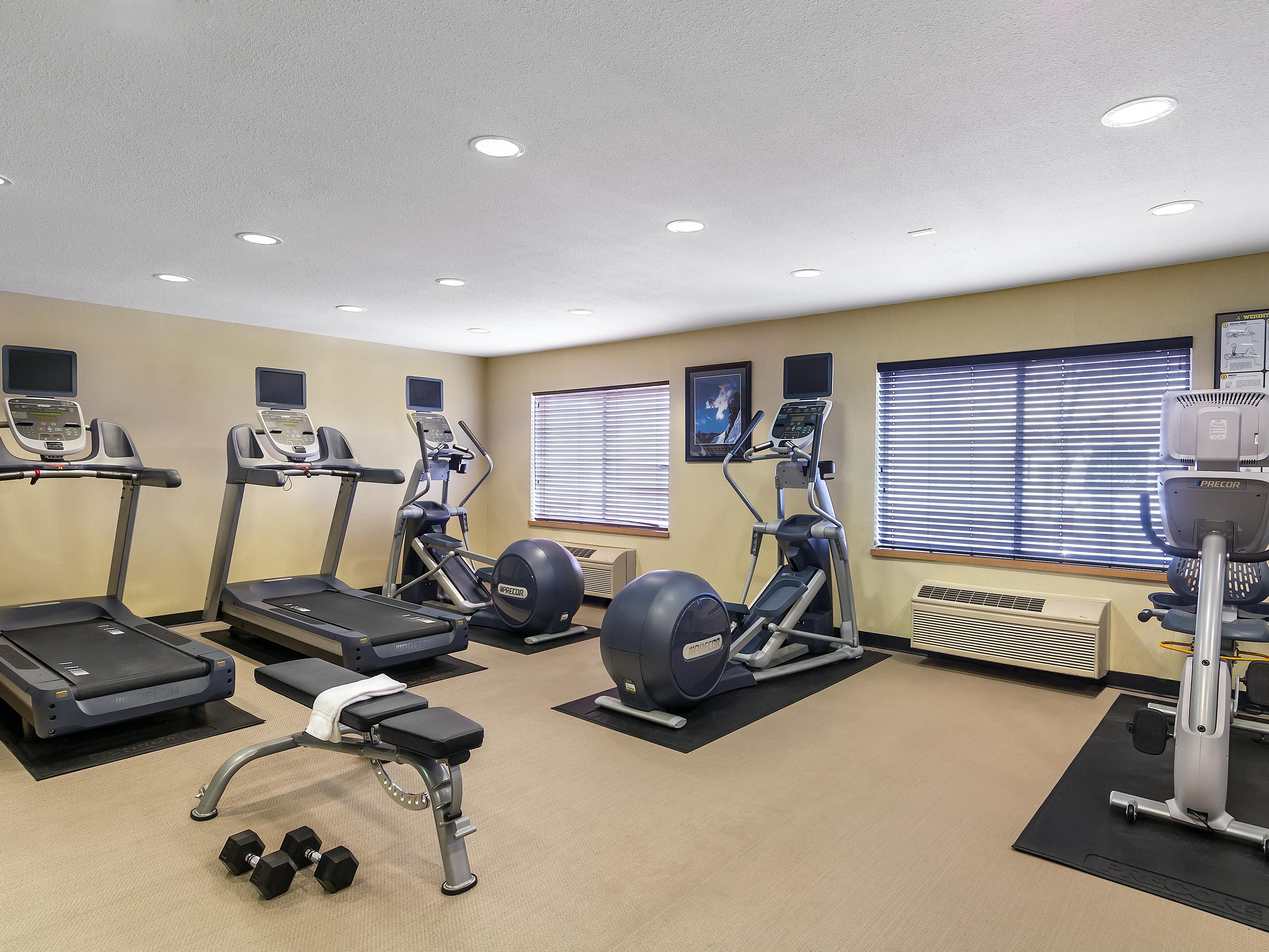 Stay active and get energized in our fully equipped Fitness Center, open daily from 7:00am to 10:00pm. Whether you prefer a cardio workout on the treadmill or elliptical trainer or a strengthening session with free weights, our facility provides everything you need for a satisfying workout experience.
