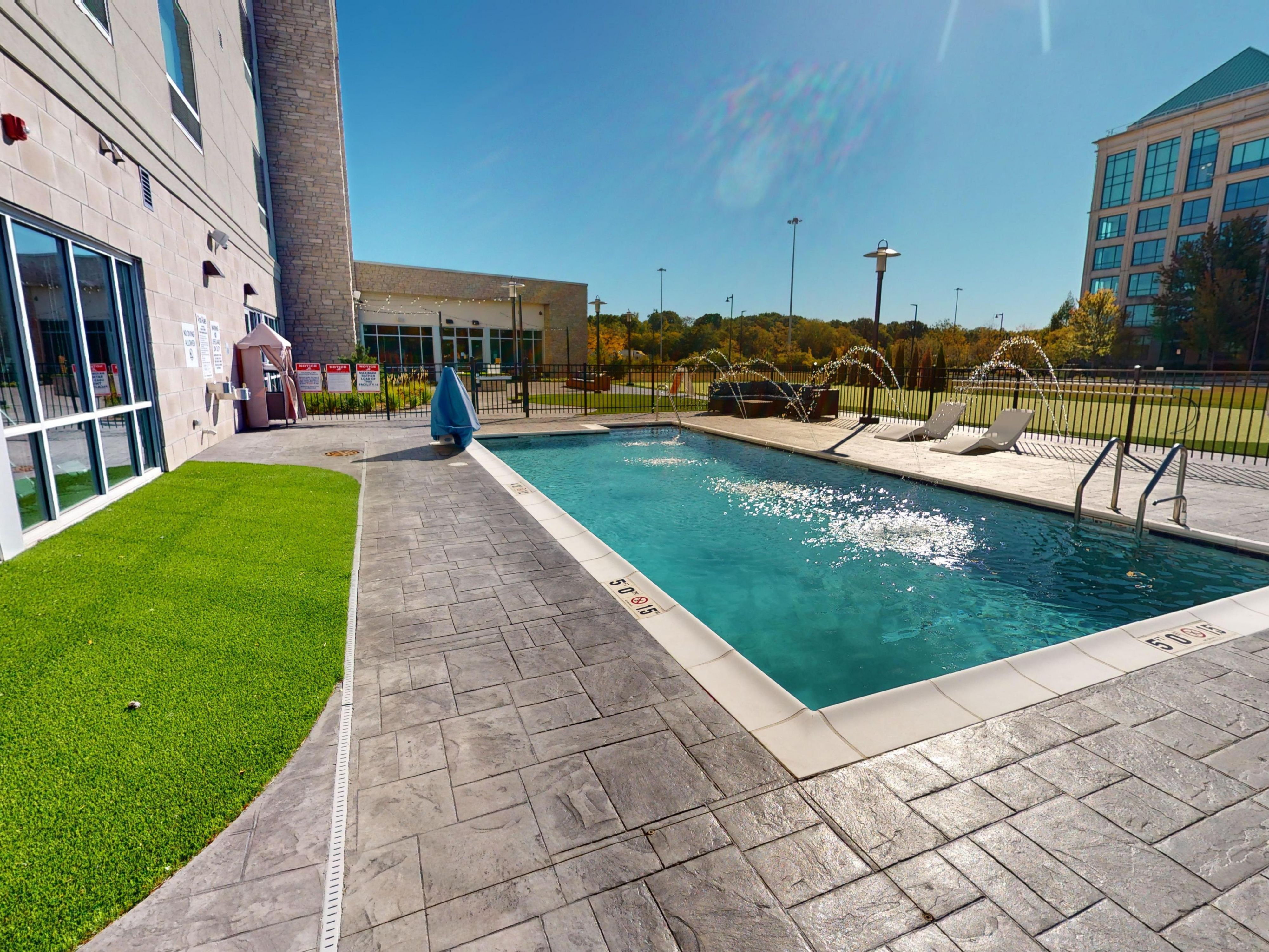 Our swimming pool is heated, has LED lighting and jet sprayers.