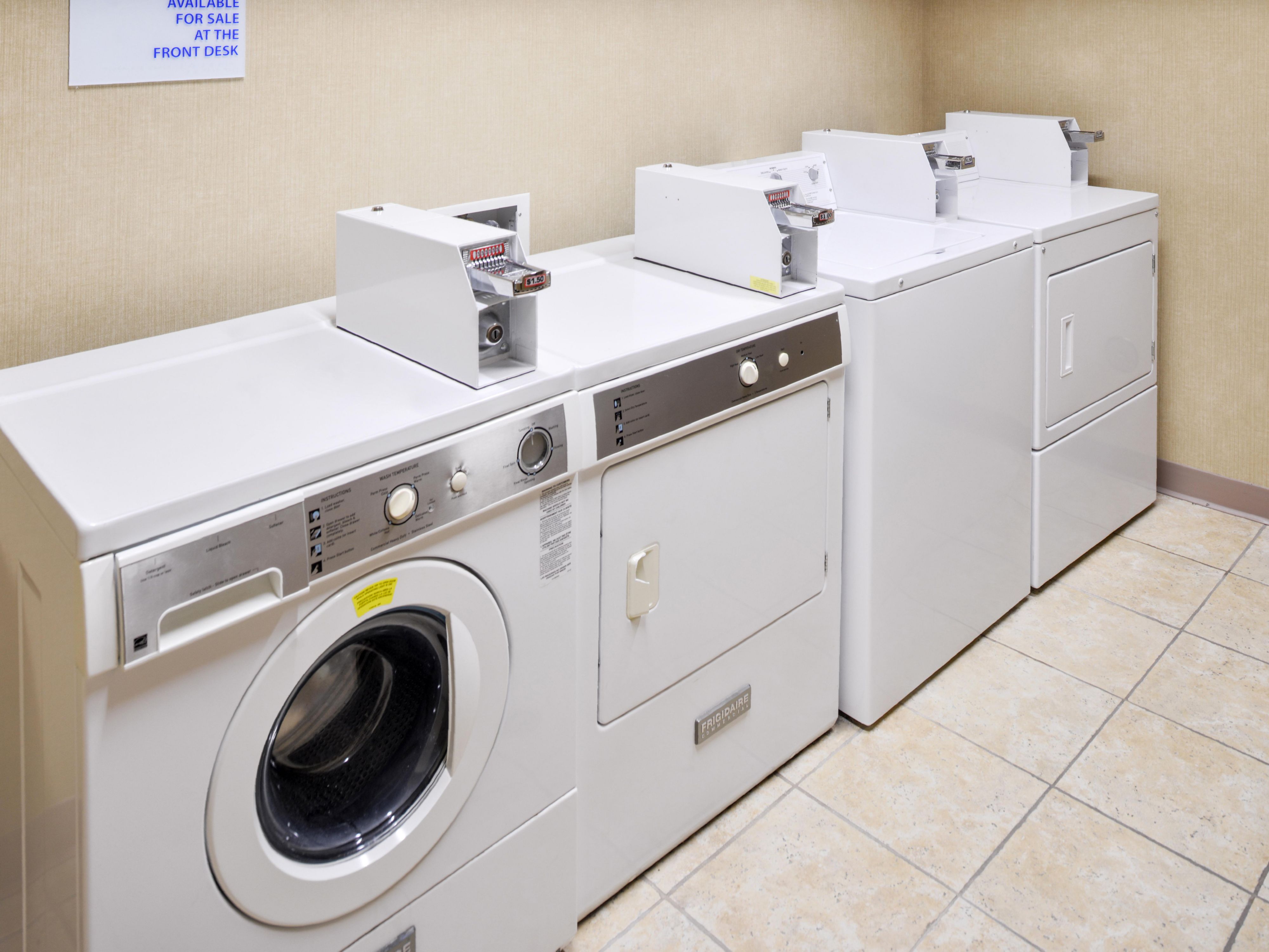 The Holiday Inn Express and Suites Sioux Falls at Empire Mall offers self-service, coin operated, guest laundry.