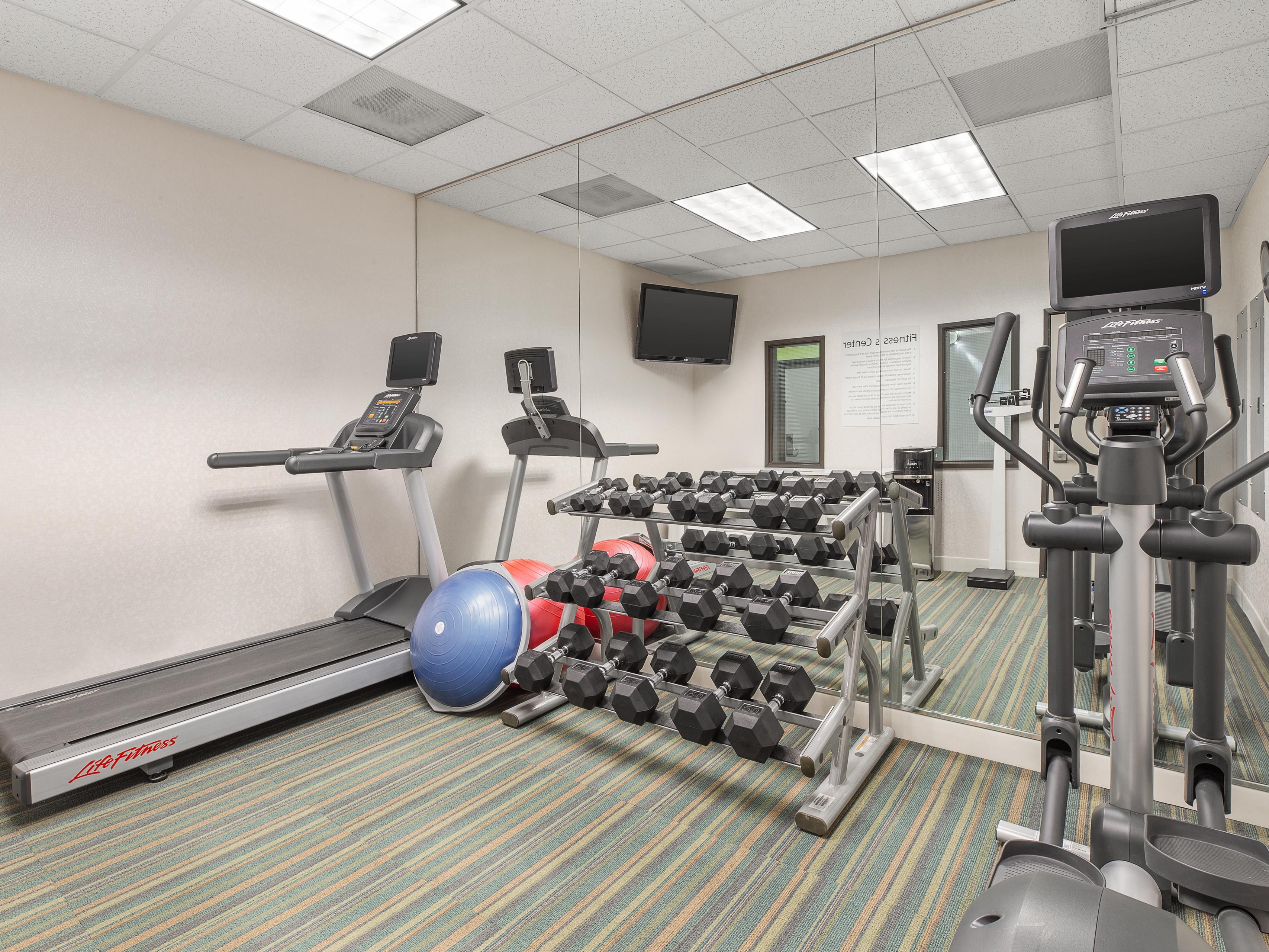 Get your heart pumping at our fitness center, open 24/7 so you can work out whenever it’s convenient for your routine. With treadmills, free weights, exercise balls, and elliptical machines, you can switch up your workout every day or stick to a familiar routine. It’s up to you!
