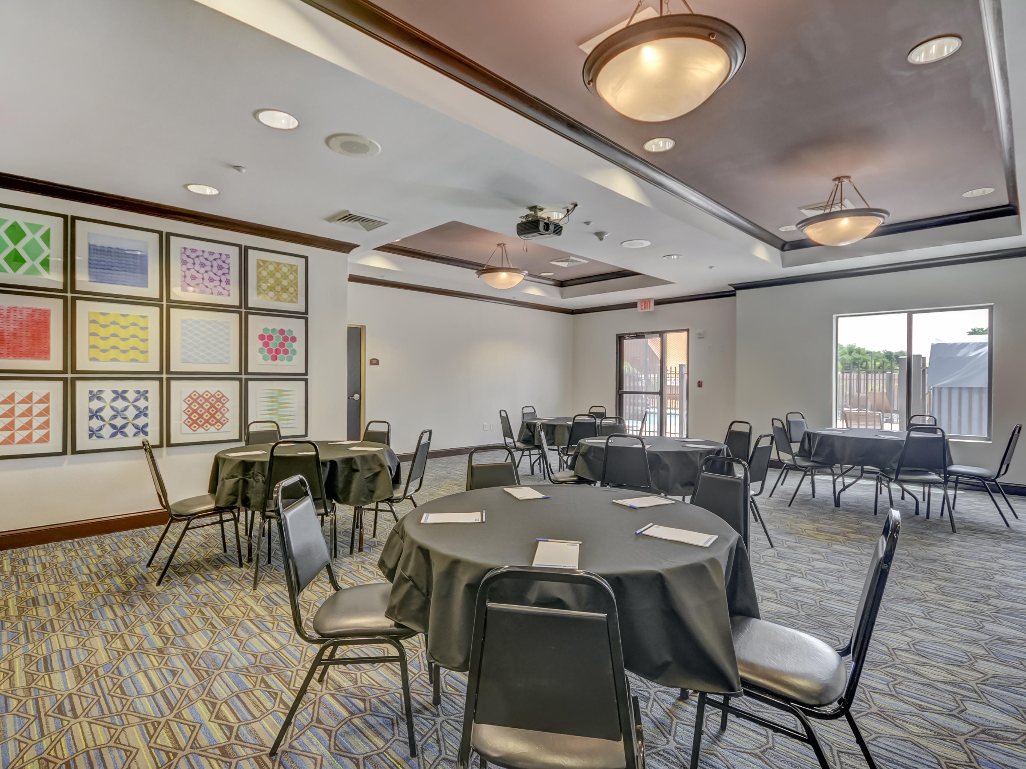 Take advantage of our well-appointed meeting room (with capacity up to 40 people) and our knowledgeable and professional Sales staff as you plan your next meeting, event, or group block. Send an email today for access to room rate discounts and meeting space rentals.