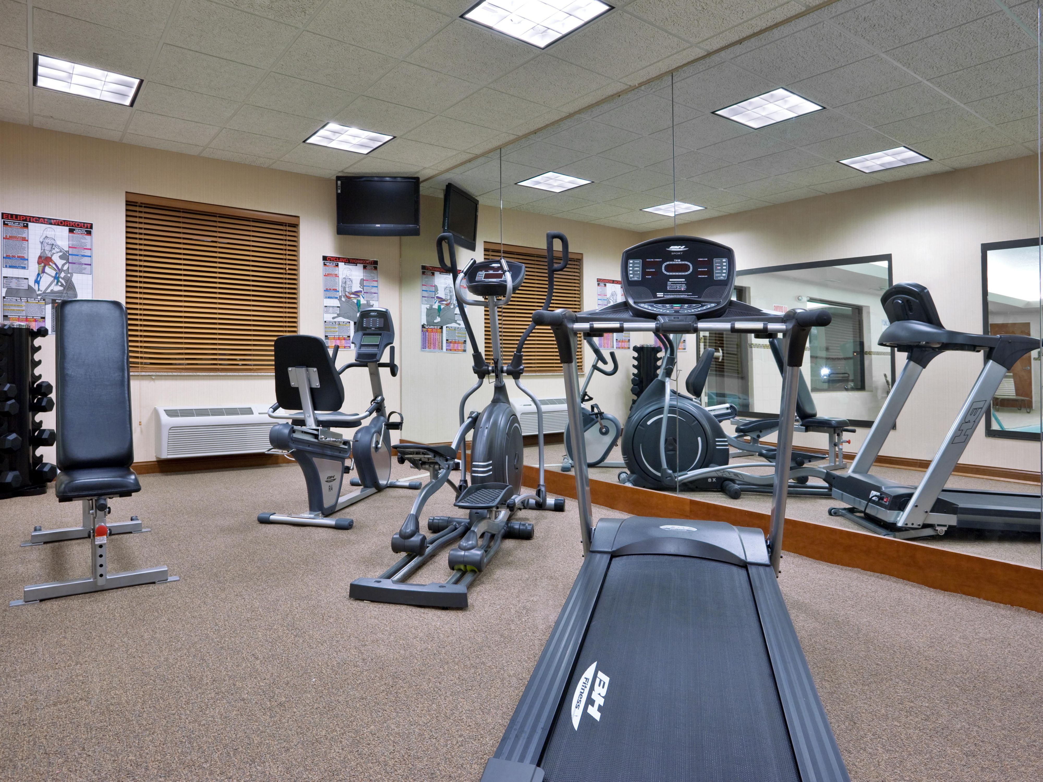 Add wellness to your stay with us in our 24-hour Fitness Center. With free weights, treadmill, stationary bike, and elliptical.