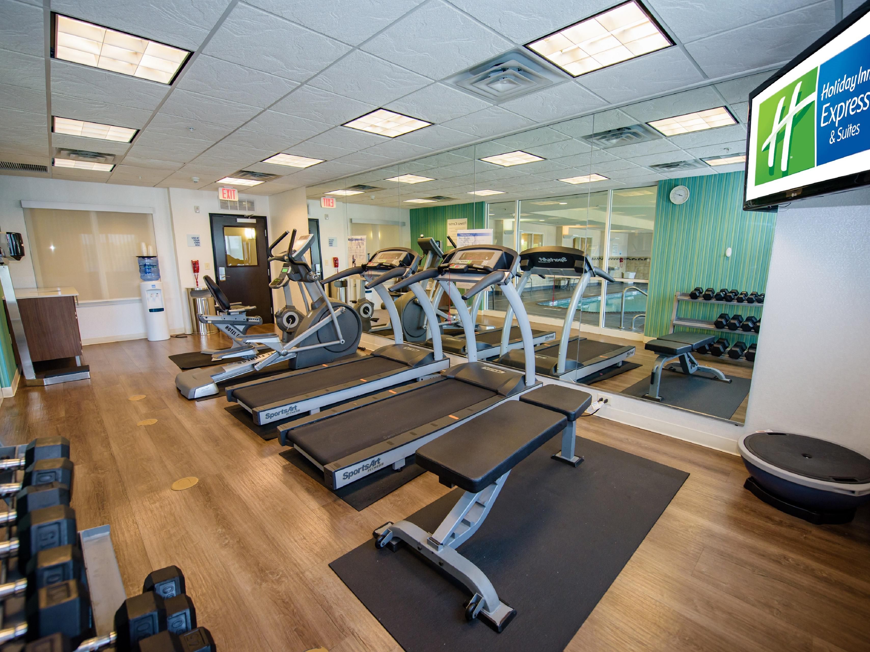 Our overnight guests can take advantage of our 24 hour Fitness Center complete with free weights, exercise balls, tandem bikes, ellipticals and treadmills.