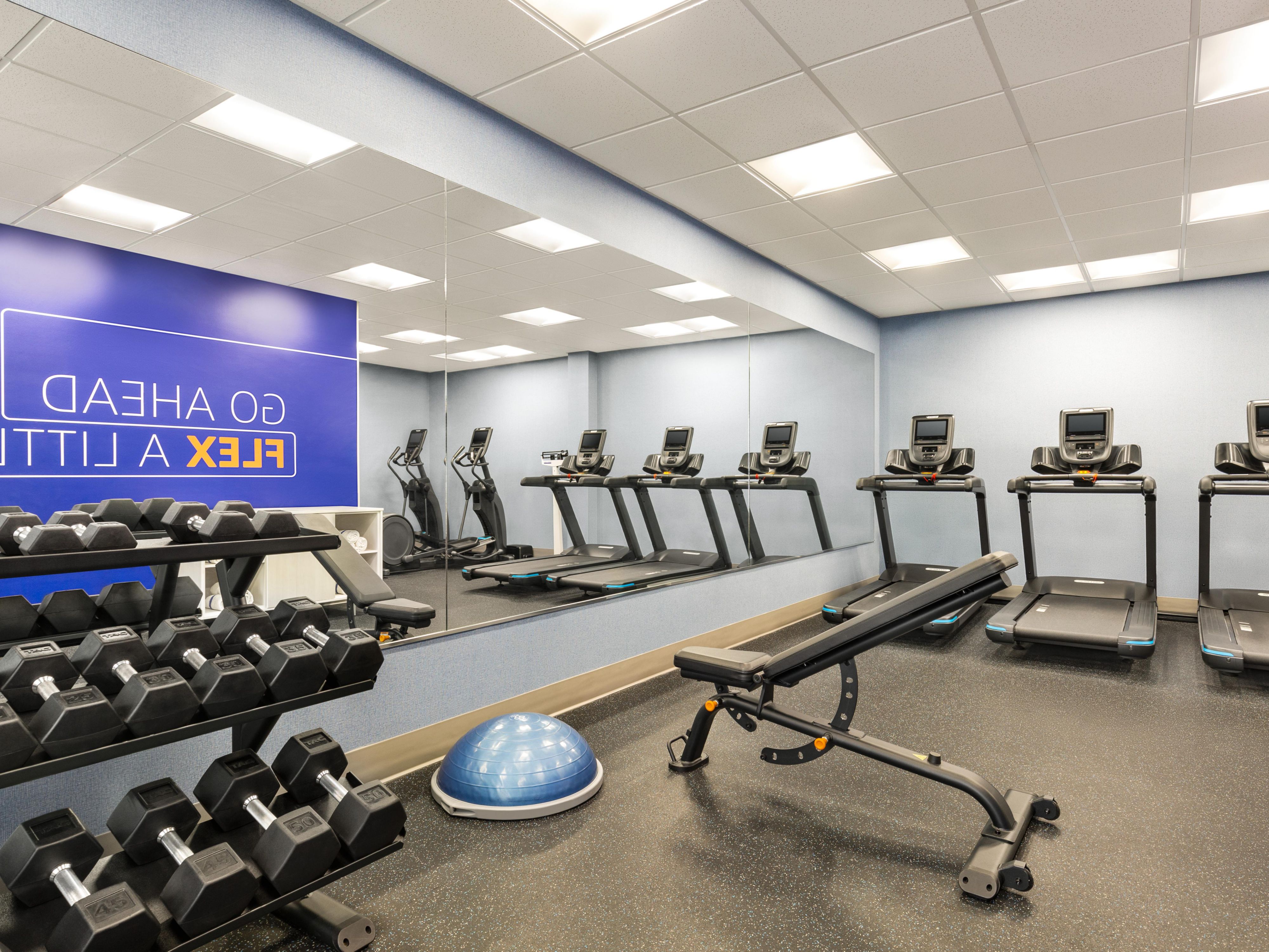 Stay active and energized in our fully equipped, 24-hour Fitness Center, perfect for cardio and strength-training workouts day or night. From free weights and balance balls to elliptical machines, we provide everything you need for a satisfying workout experience.