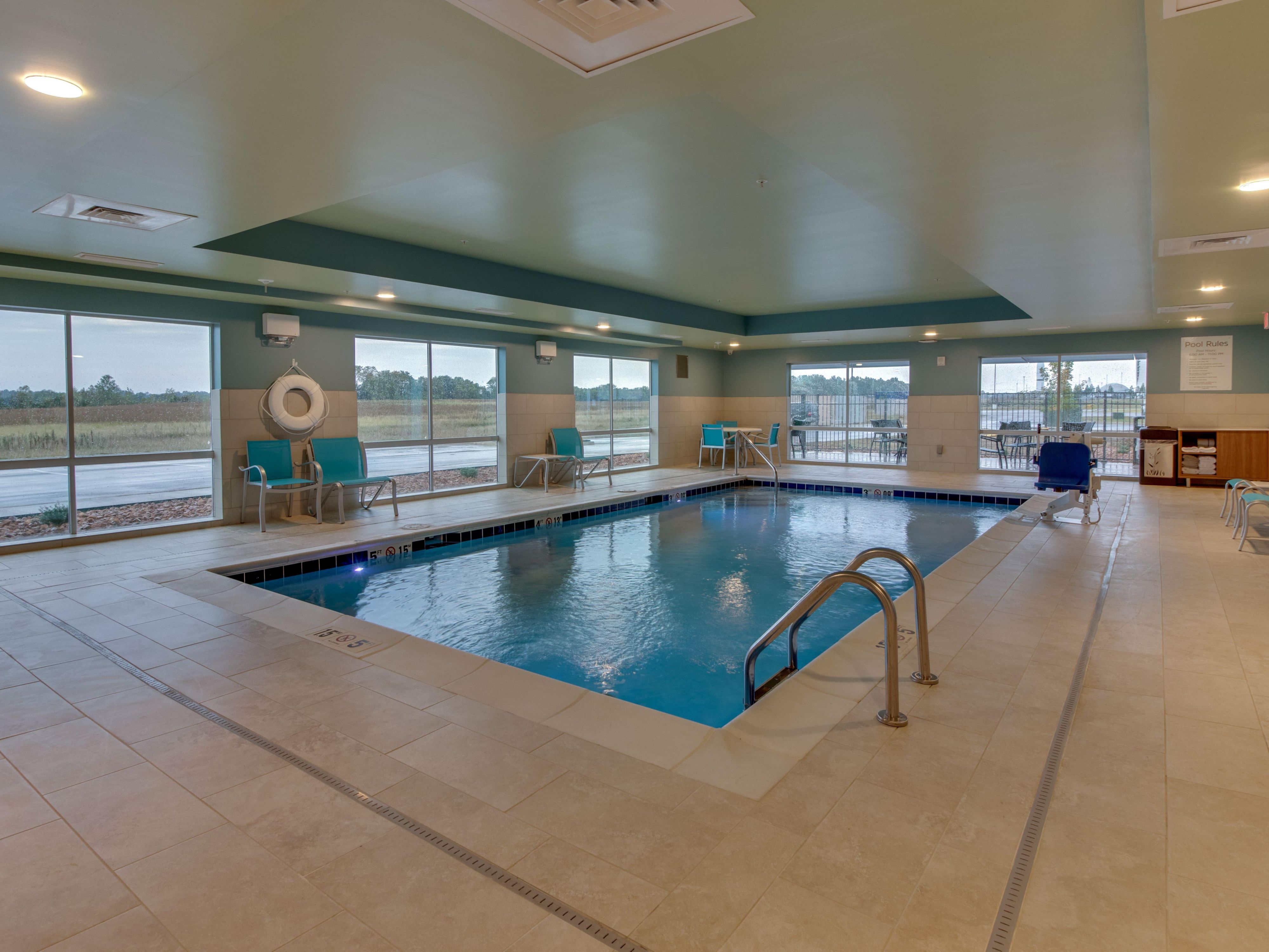 Enjoy that refreshing dip in our heated indoor pool. 