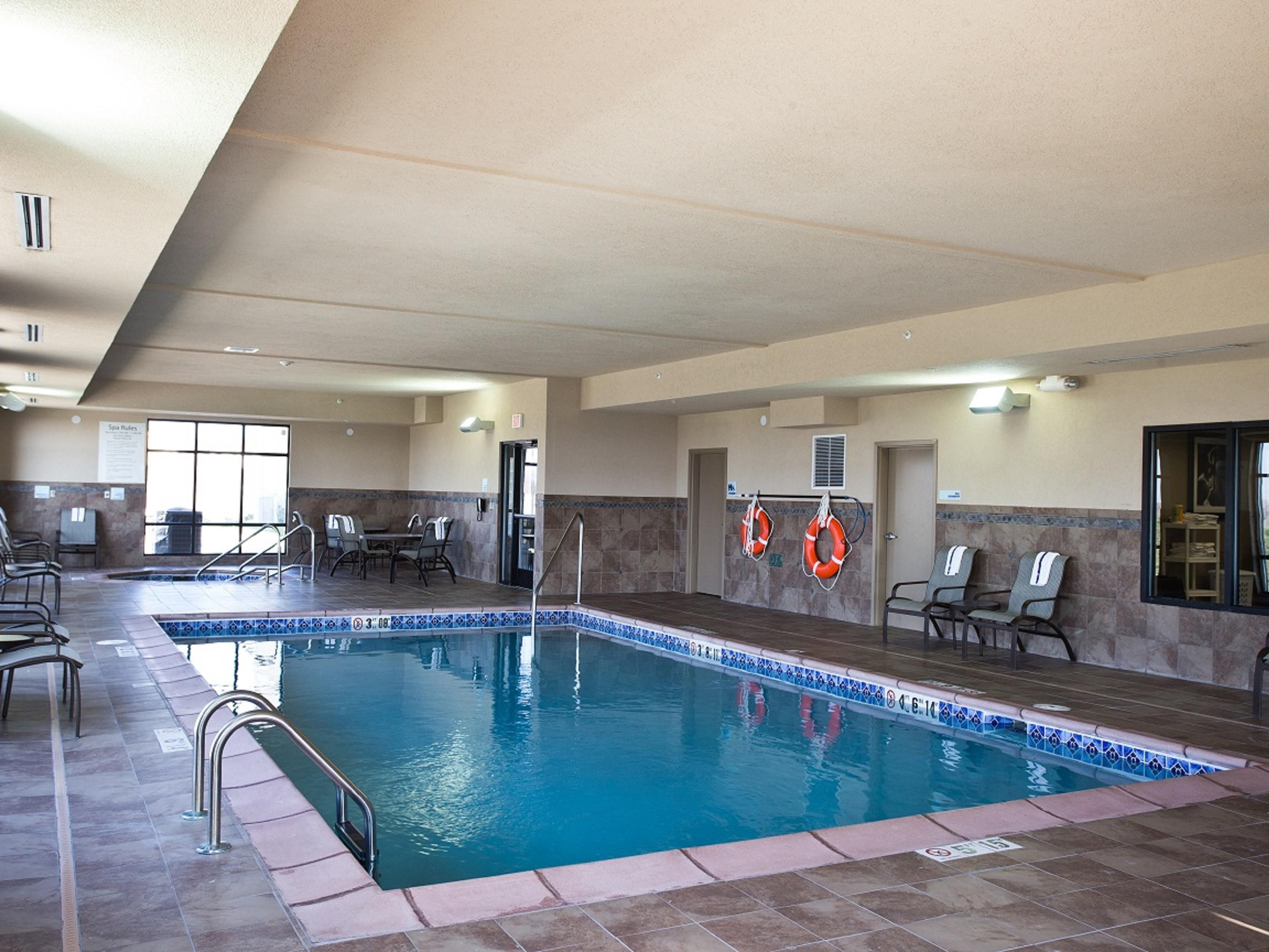 Rain or shine, you can always take a dip in our heated indoor pool. After a busy day, grab a towel and unwind beside our sparkling, inviting pool or relax in the whirlpool.