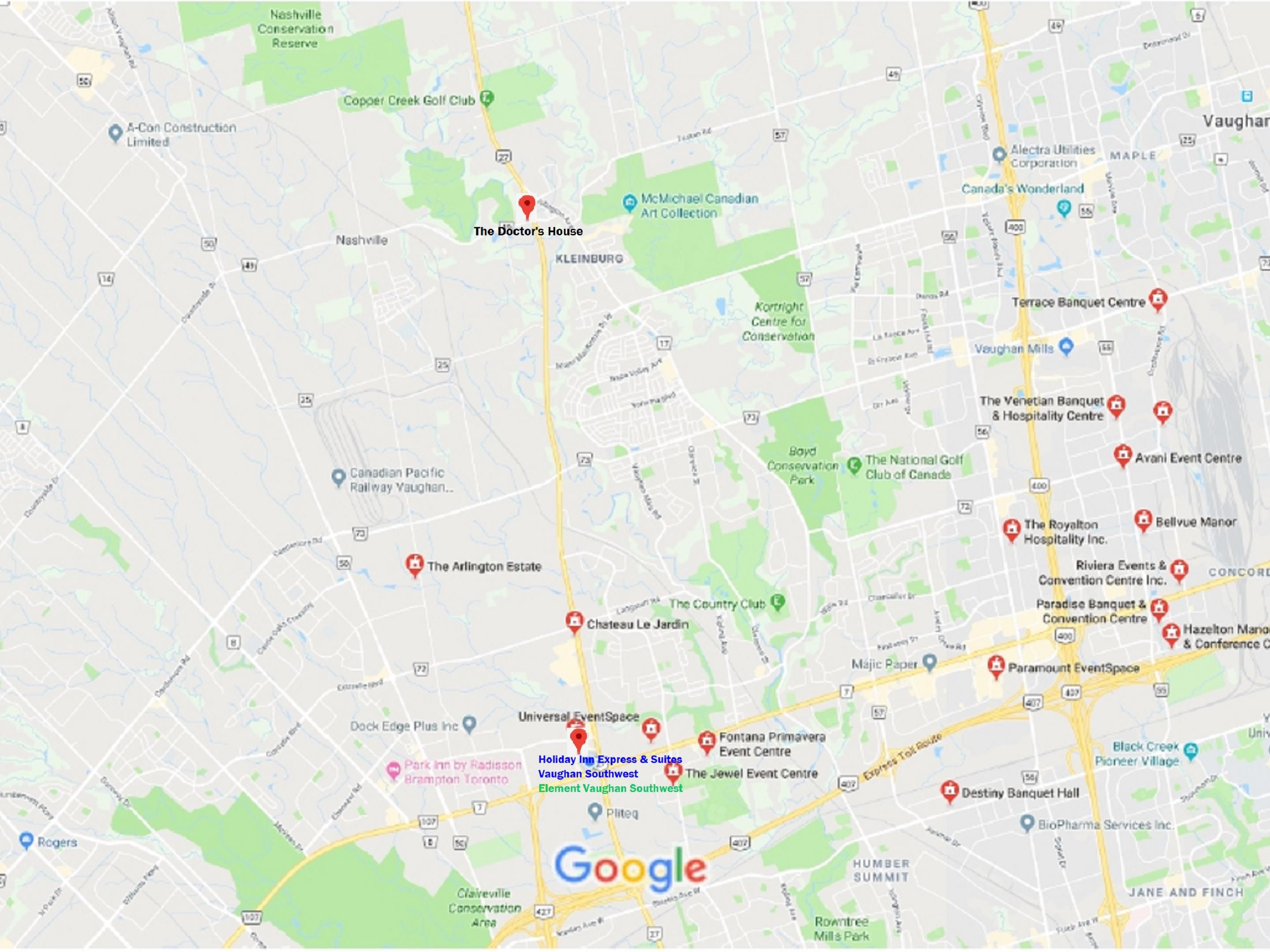 The Holiday Inn Express & Suites Vaughan Southwest is in the center of it all. Located in the same plaza as Universal Event Space and within a short drive of multiple banquet halls and event venues such as Chateau Le Jardin, Arlington Estate, The Doctor's House, and many more.